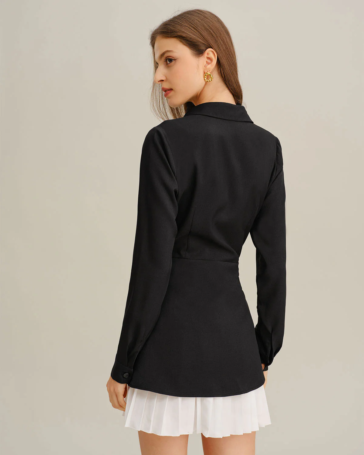 Black Contrasting A-Line Mini Dress - Image 4