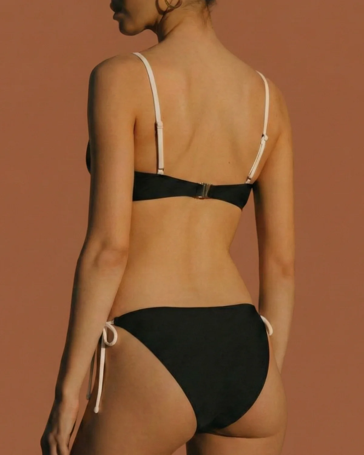 Black Contrasting Bralette Bikini Sets - Image 2