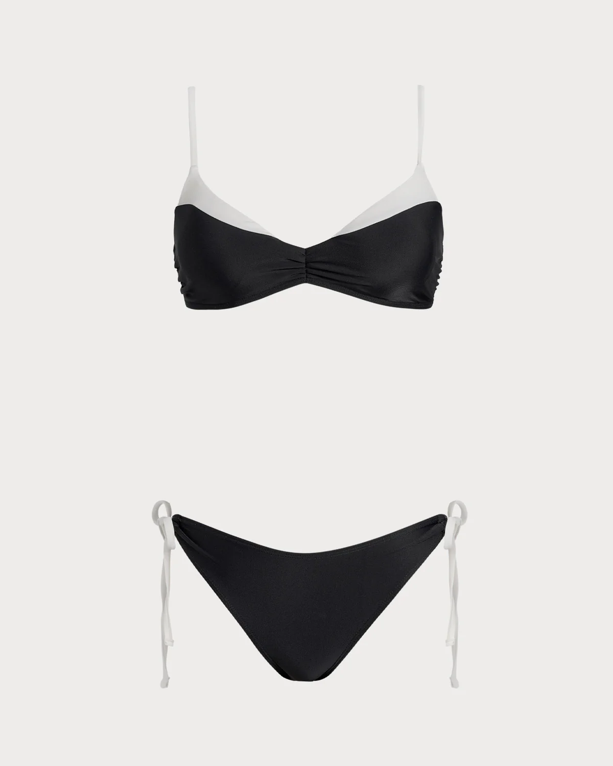 Black Contrasting Bralette Bikini Sets - Image 4