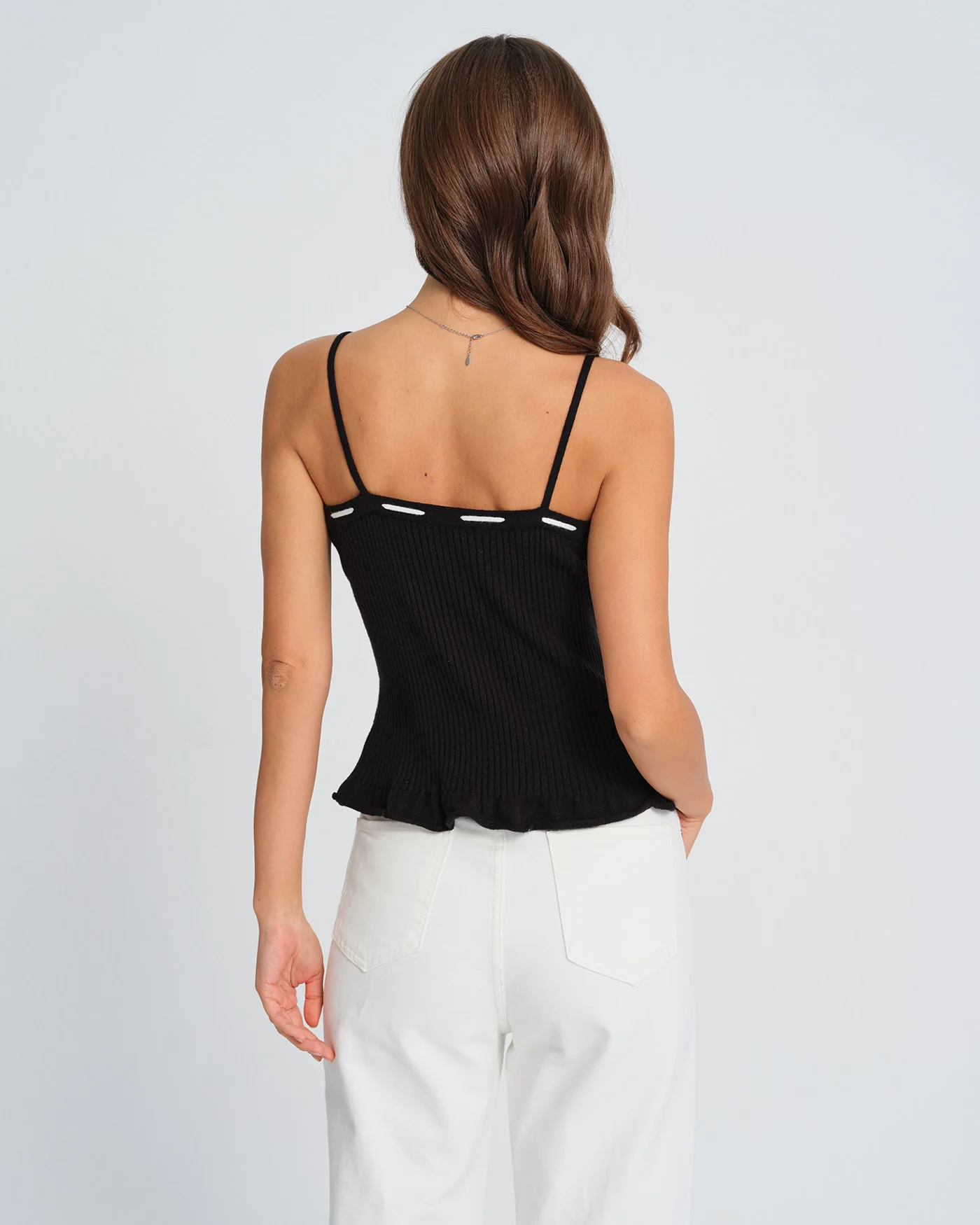 Black Contrasting Strapless Cami Top - Image 7