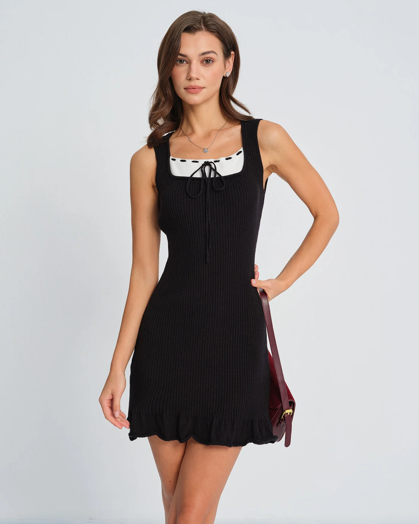 Black Contrasting Sweater Dress - Image 4