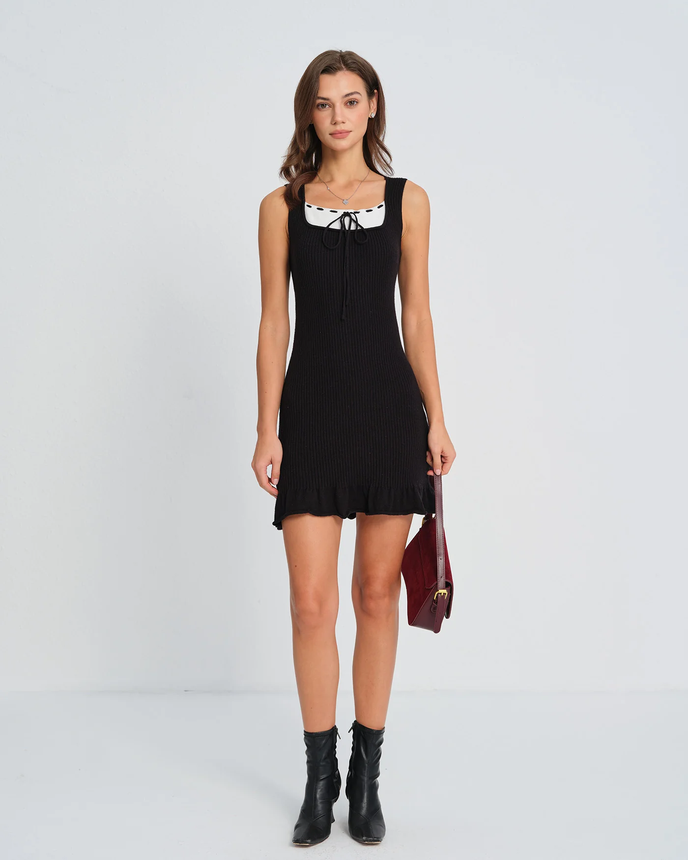 Black Contrasting Sweater Dress - Image 7