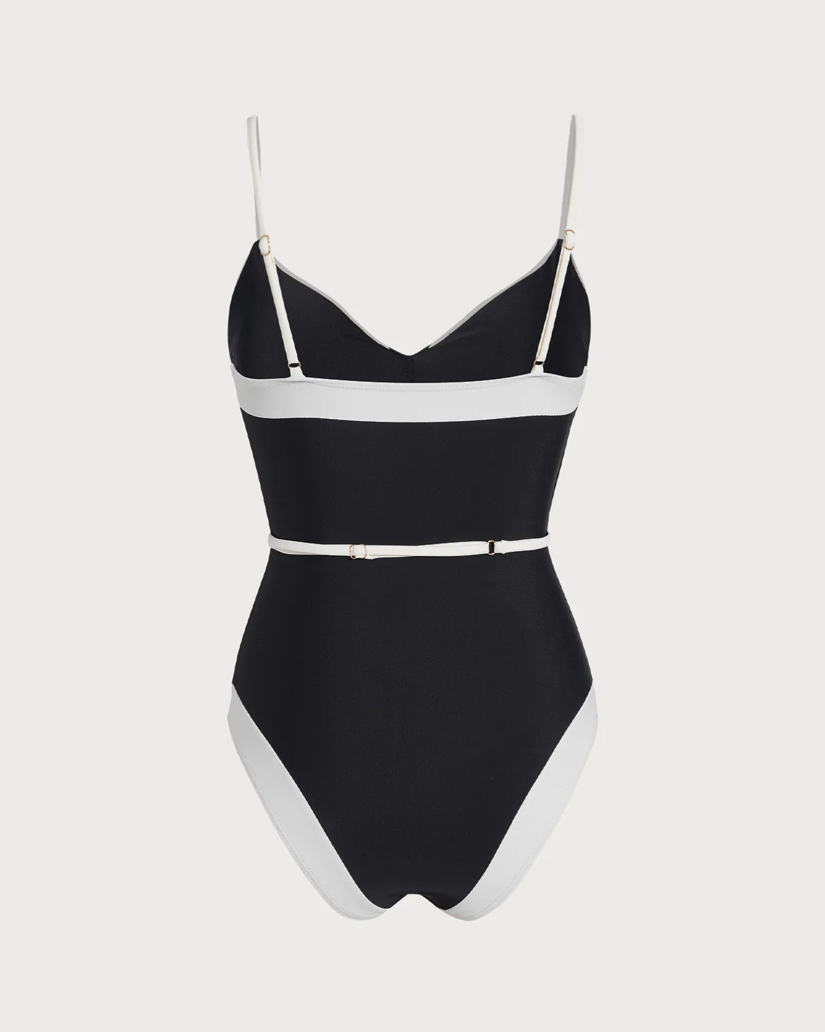 Black Contrasting V Neck One Piece Swimwear - Image 5