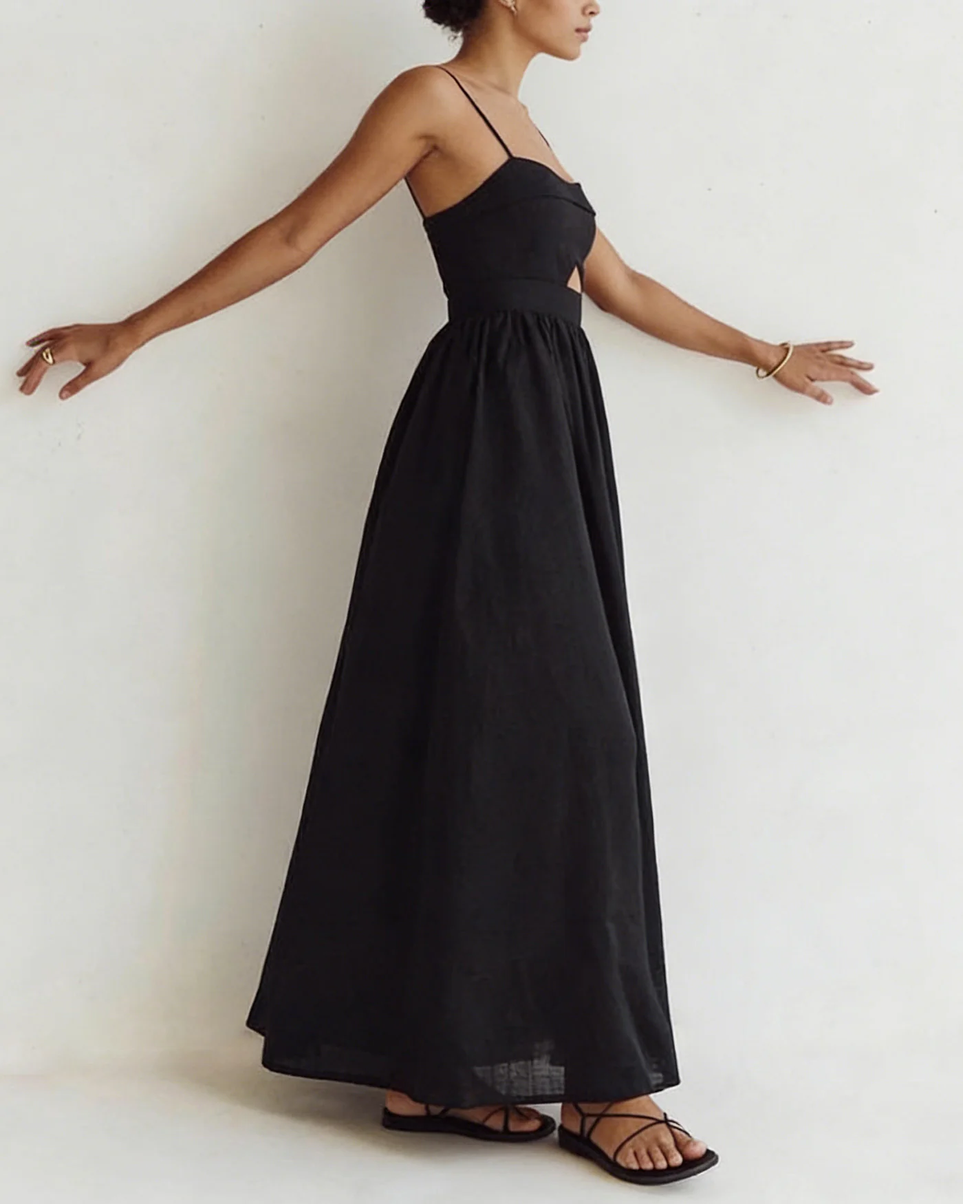 Black Cut Out Slip Maxi Dress - Image 3
