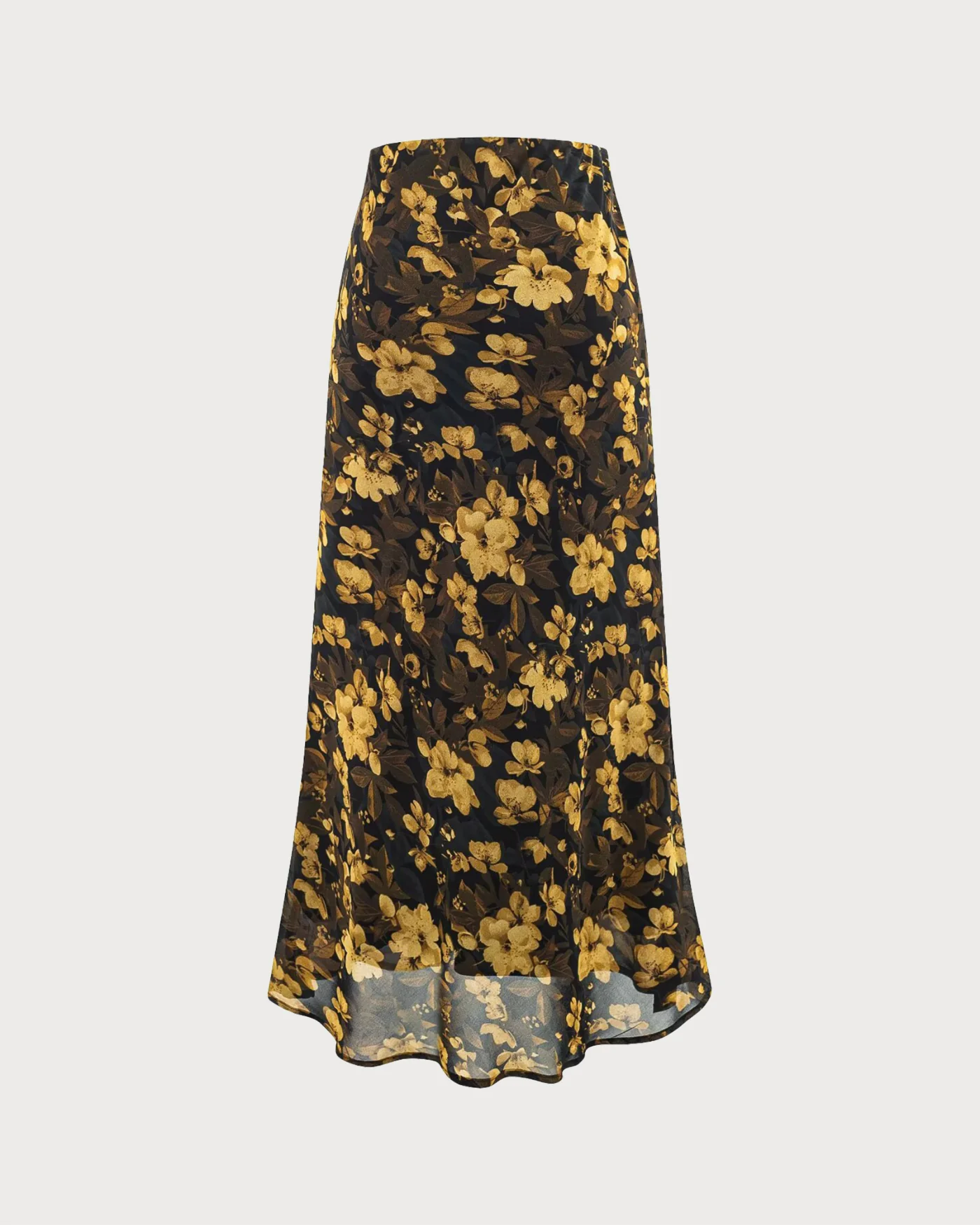 Black Floral Elastic Waist Skirt - Image 2