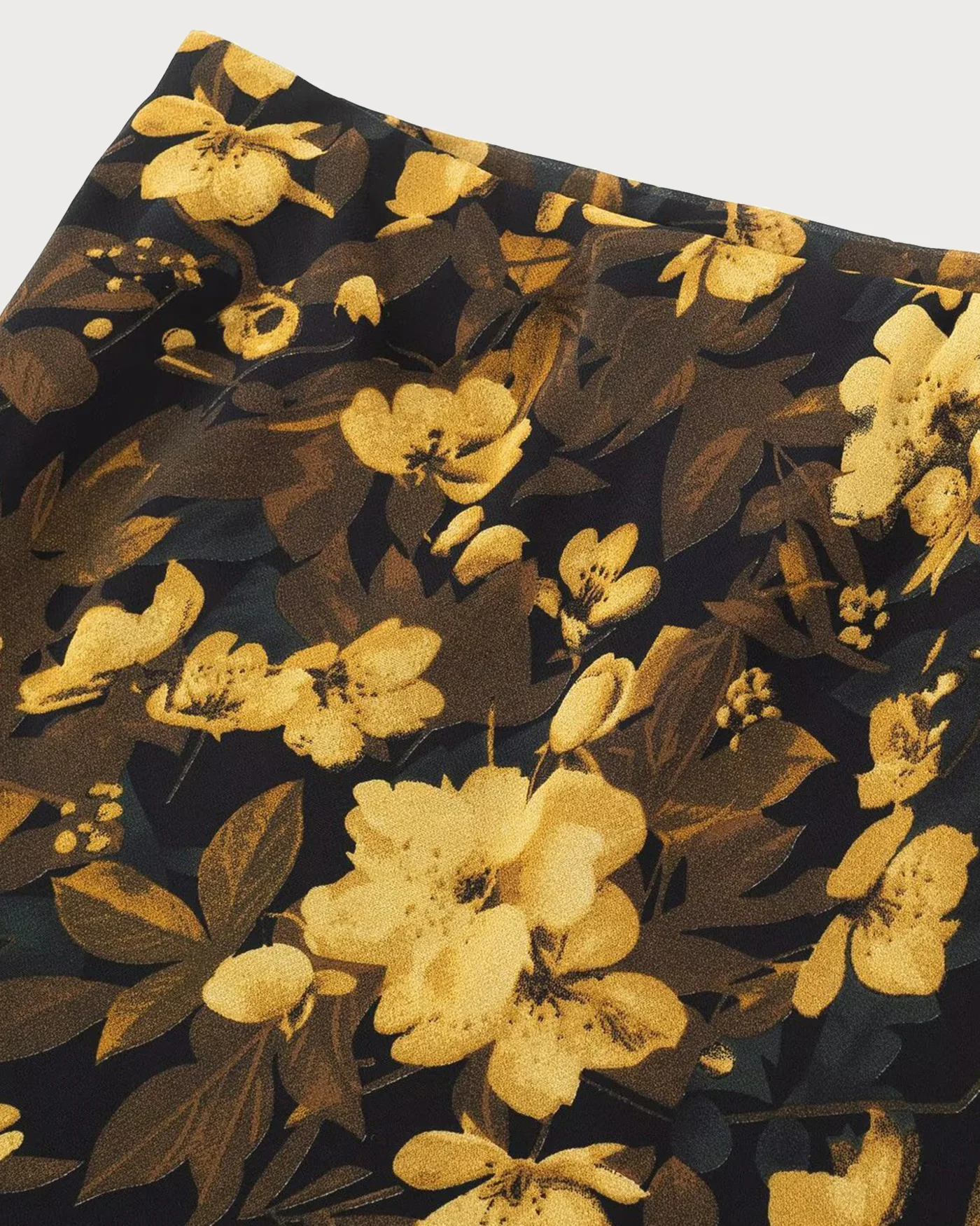 Black Floral Elastic Waist Skirt - Image 3
