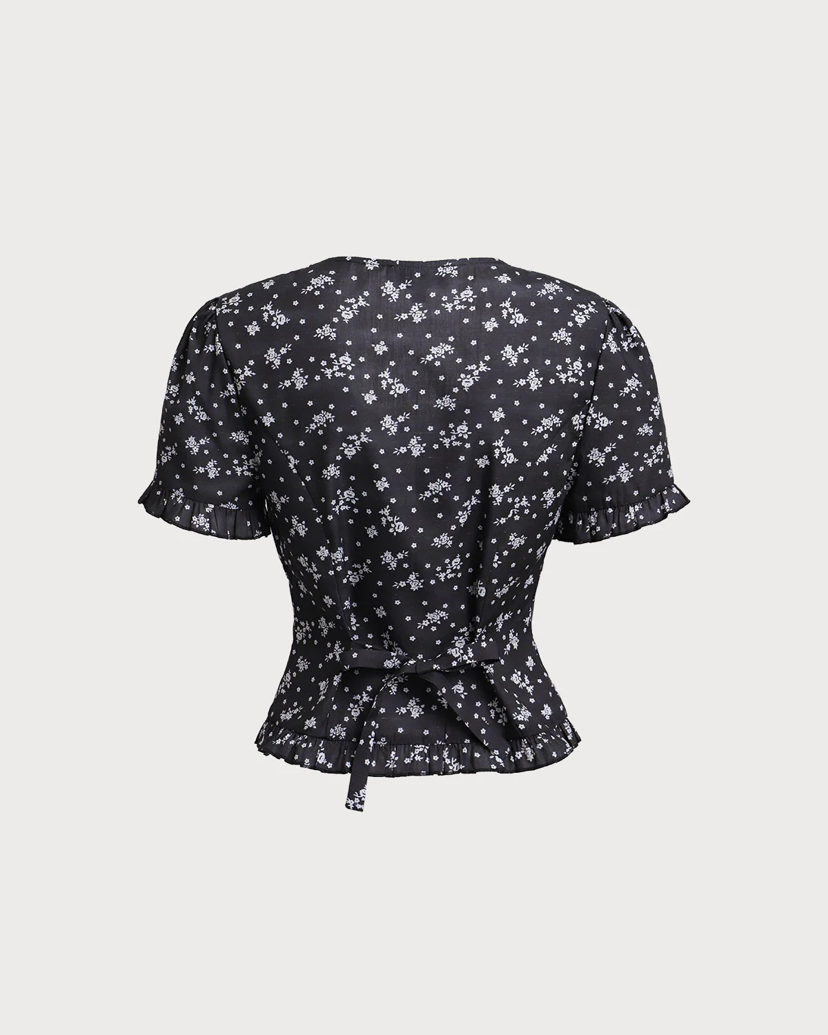 Black Floral Scoop Neck Blouse - Image 8