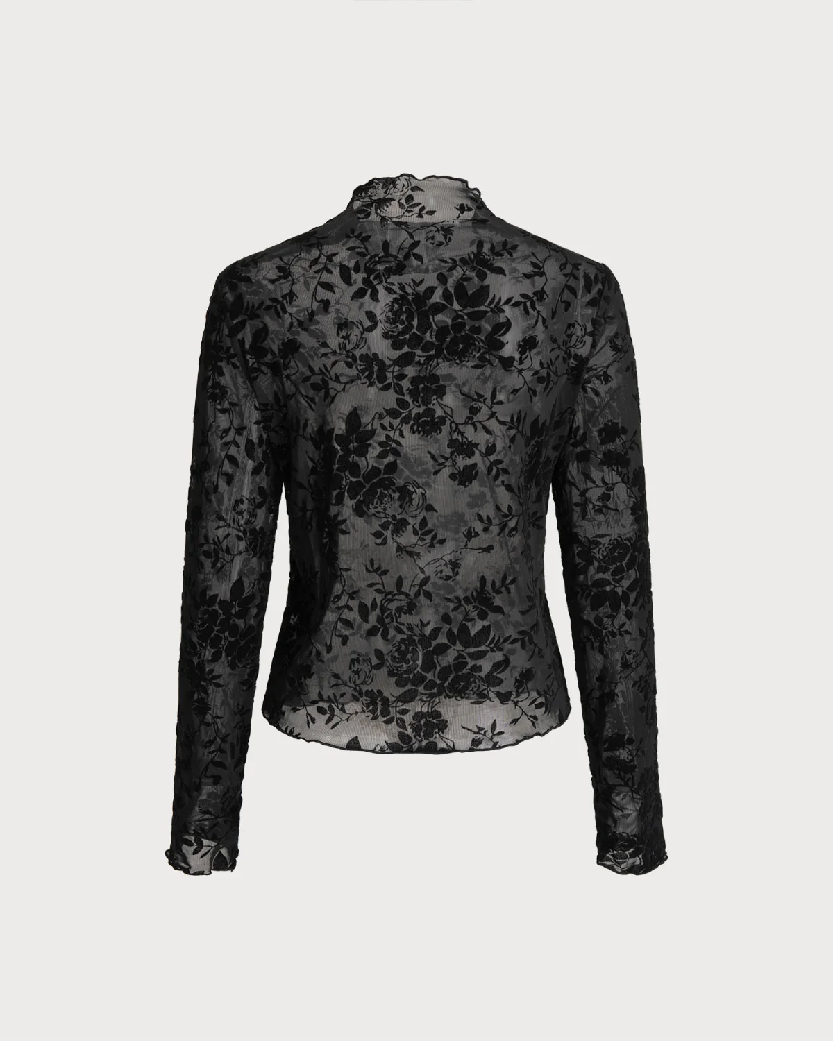 Black Floral See-through Tee - Image 7