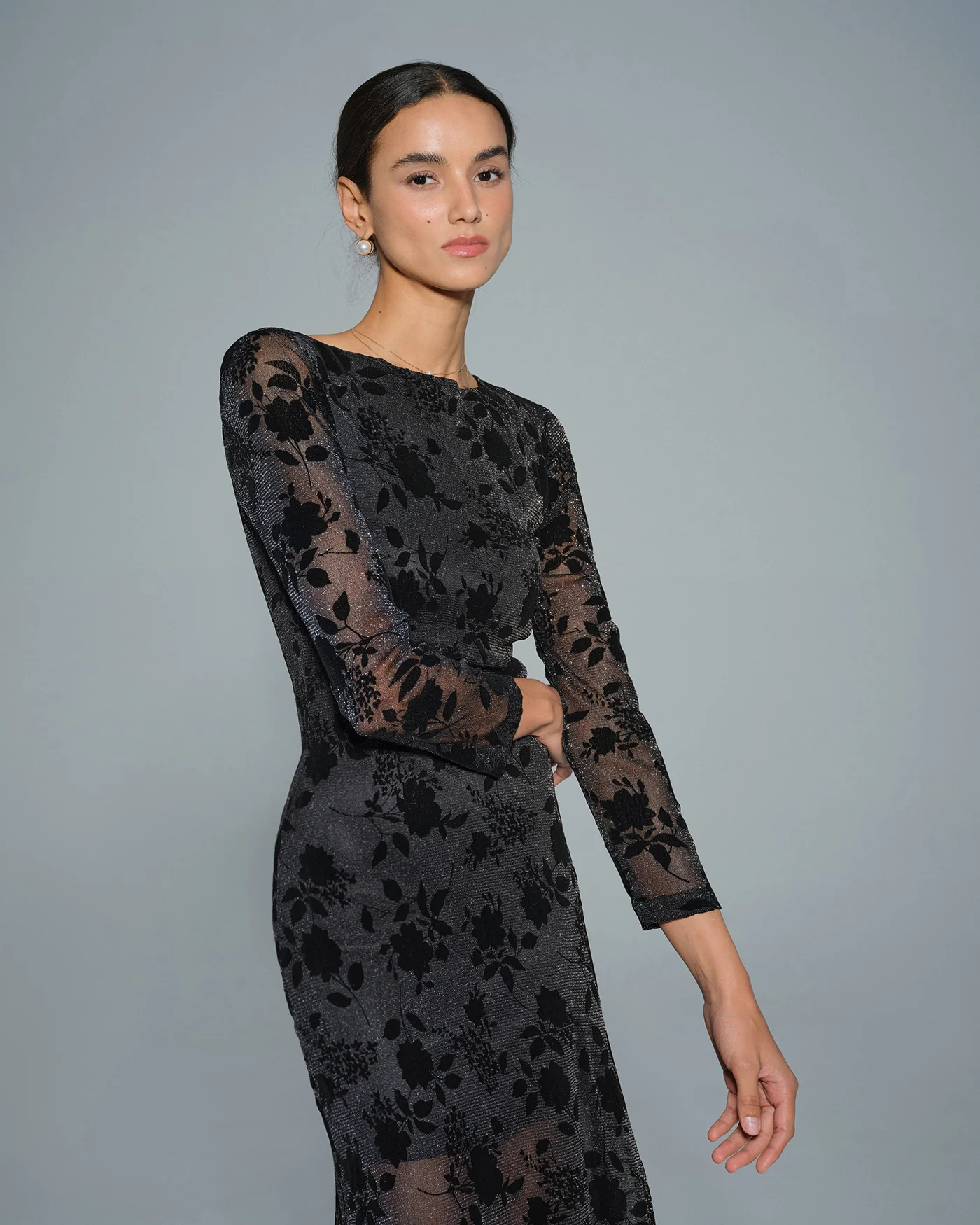 Black Floral Tunic Maxi Dress - Image 3