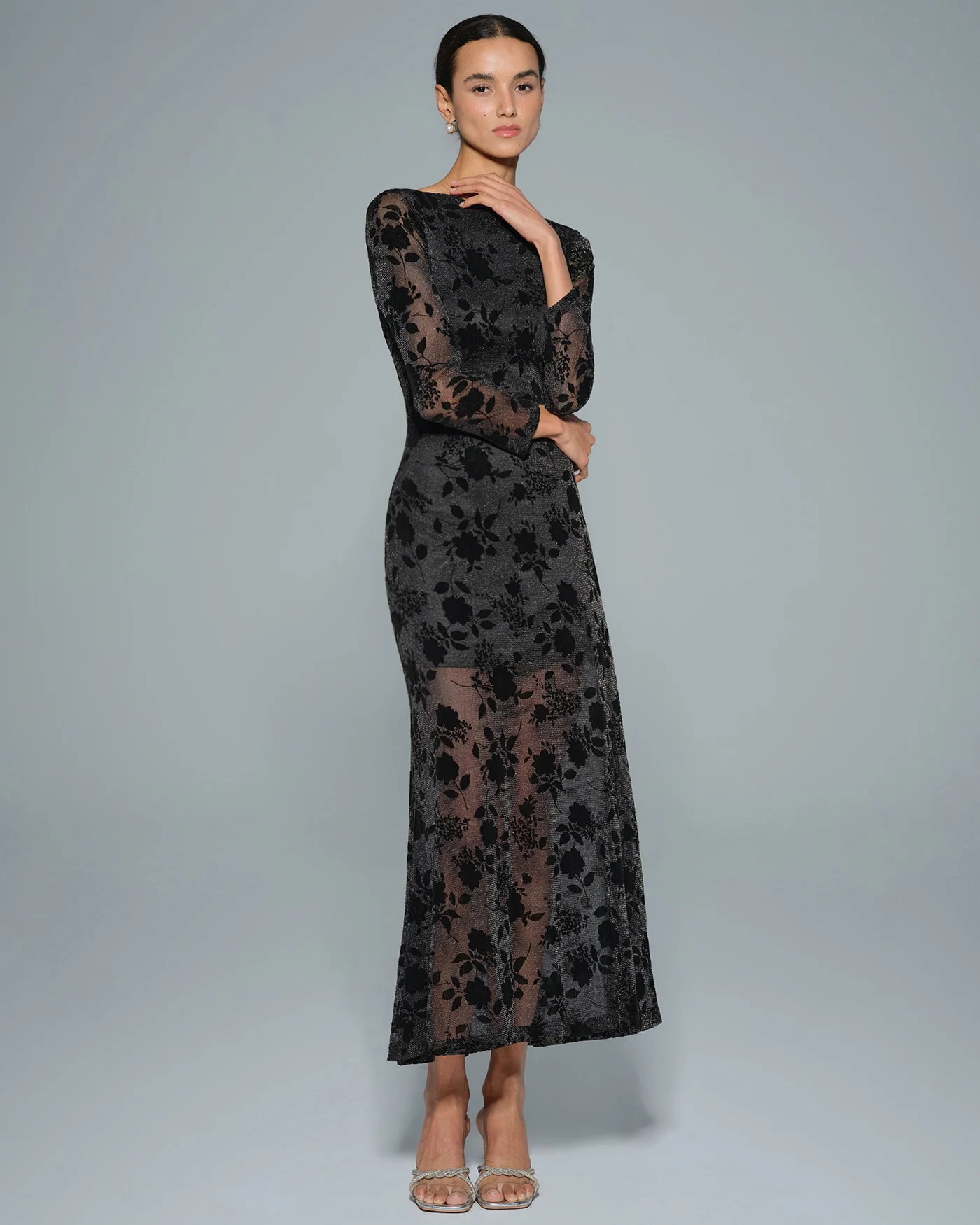 Black Floral Tunic Maxi Dress - Image 4