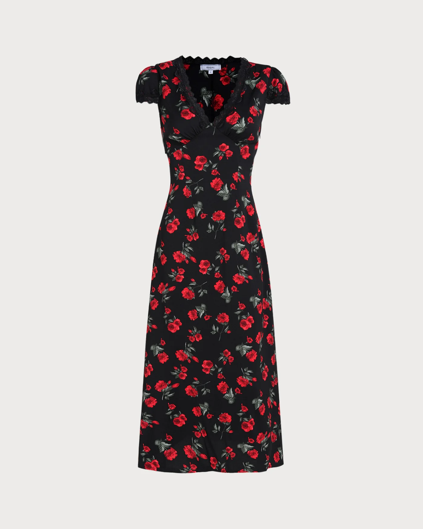 Black Floral V Neck Maxi Dress - Image 7