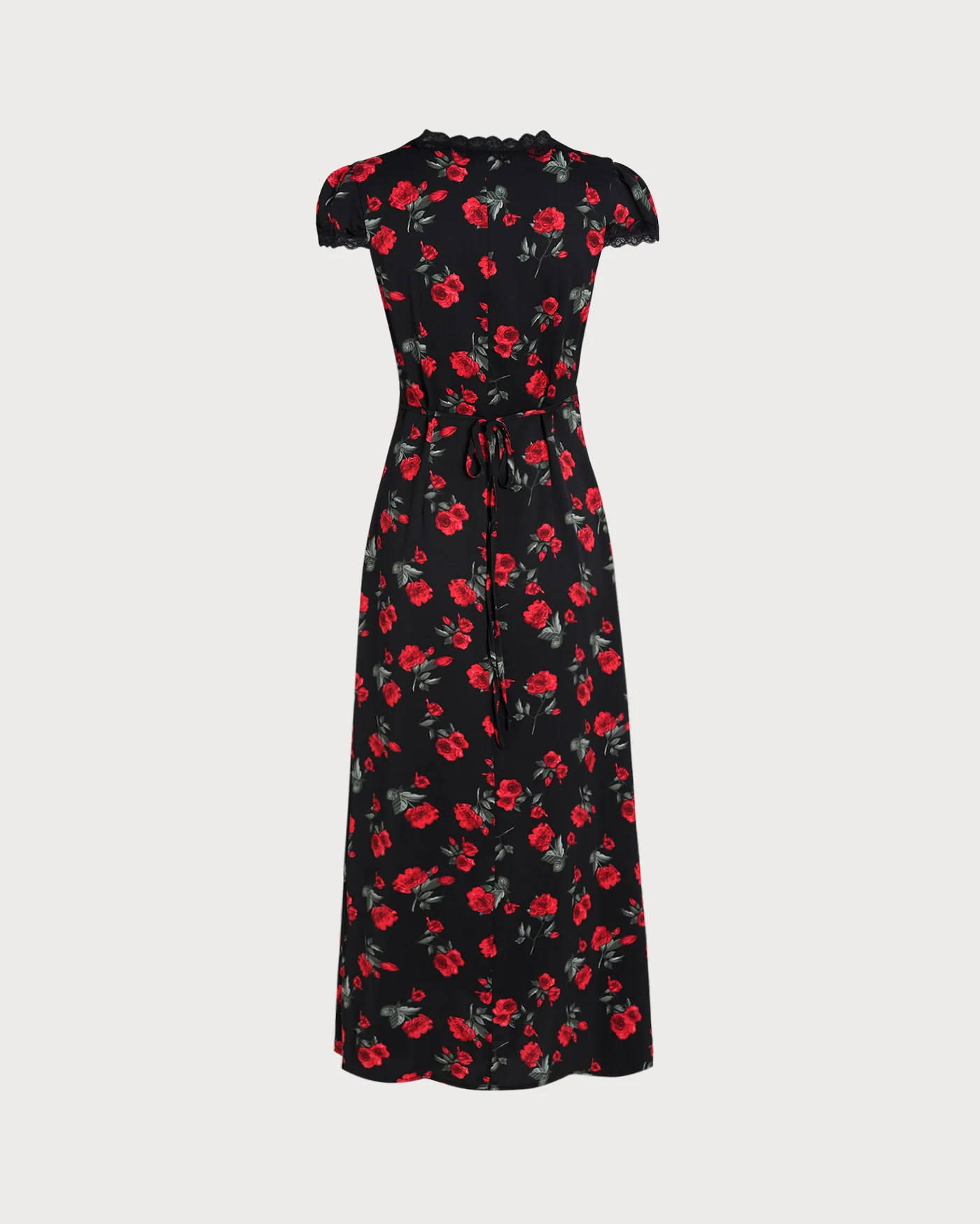 Black Floral V Neck Maxi Dress - Image 8