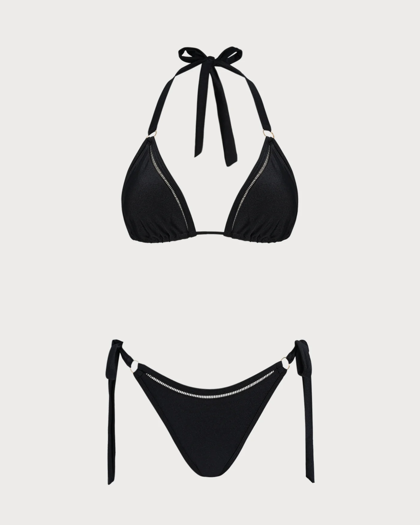 Black Halter O-Ring Triangle Bikini Set - Image 2