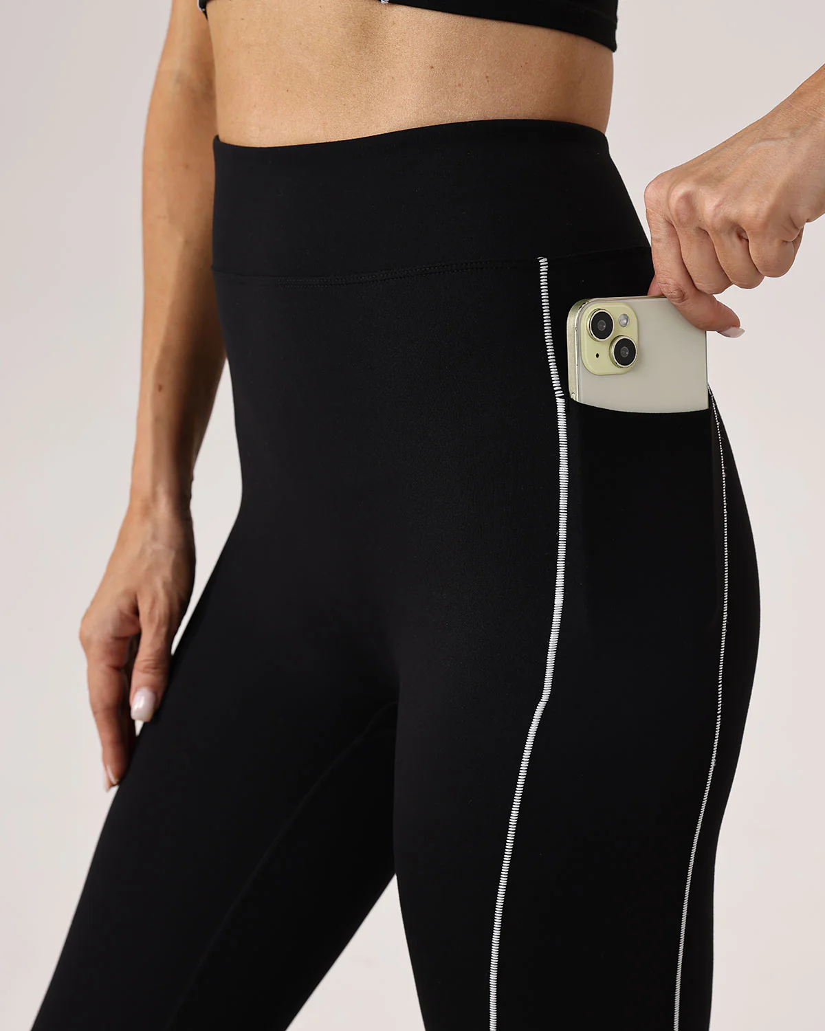 Black High Waisted Yoga Leggings - Image 2
