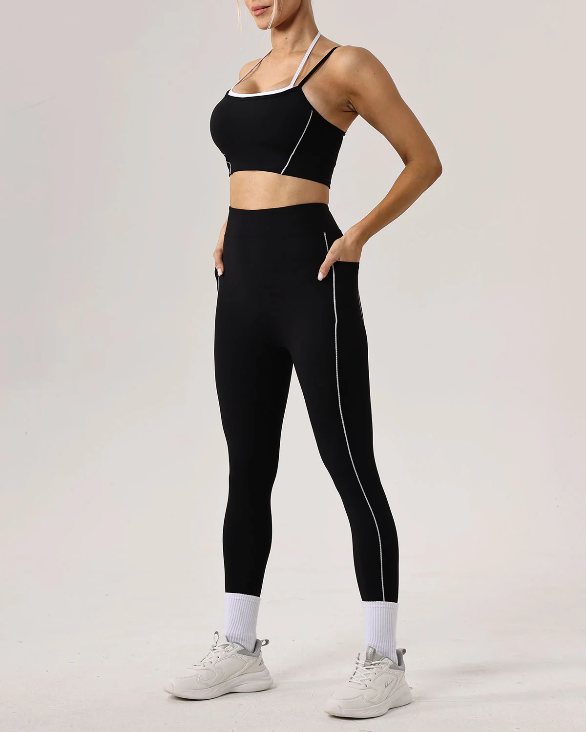 Black High Waisted Yoga Leggings - Image 3