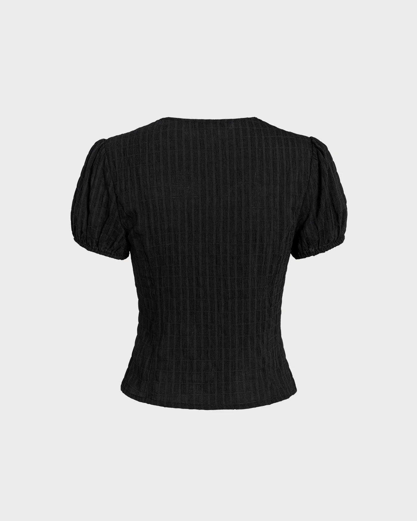 Black Jacquard Lace Button Blouse - Image 6