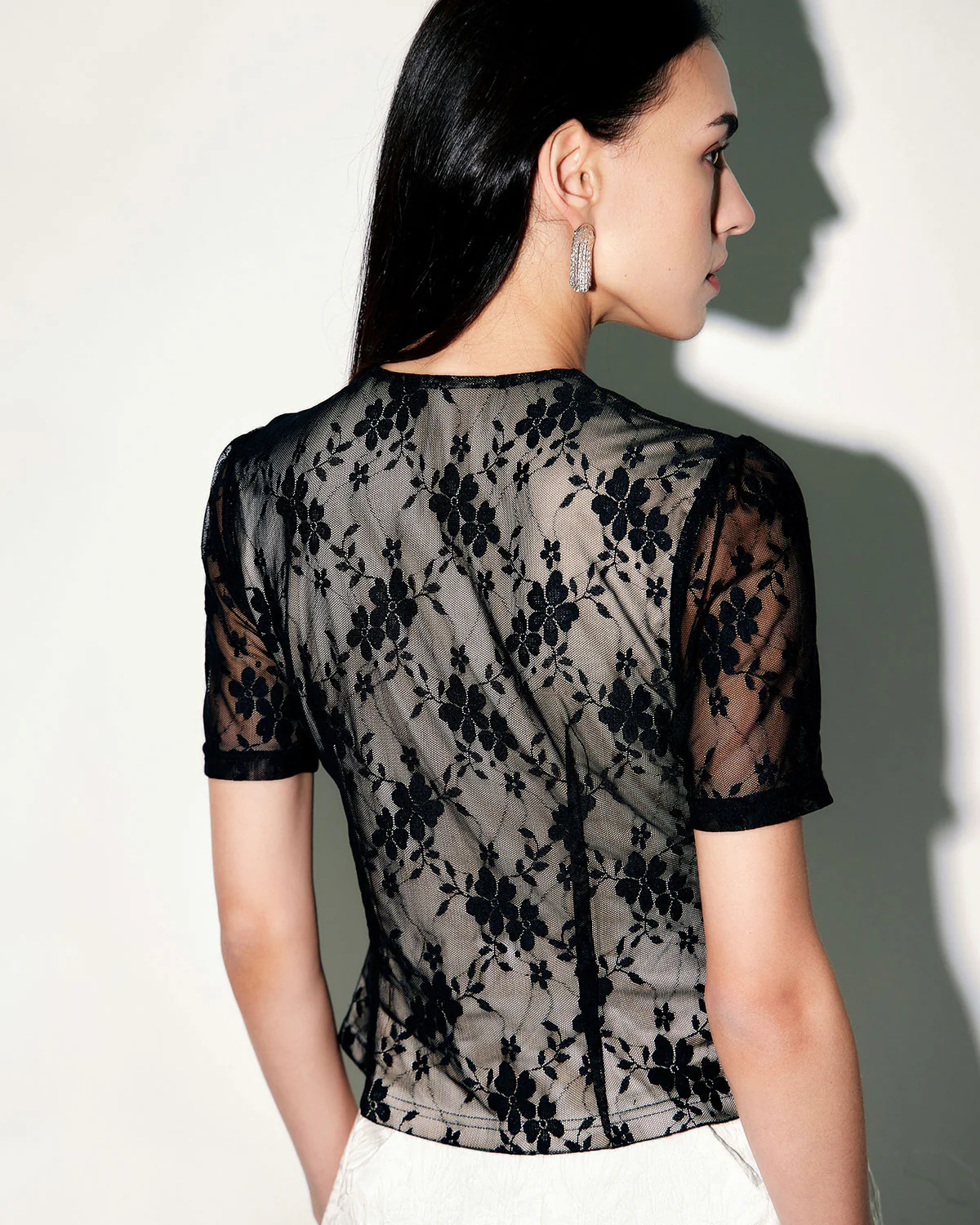 Black Lace Slim Tee - Image 5