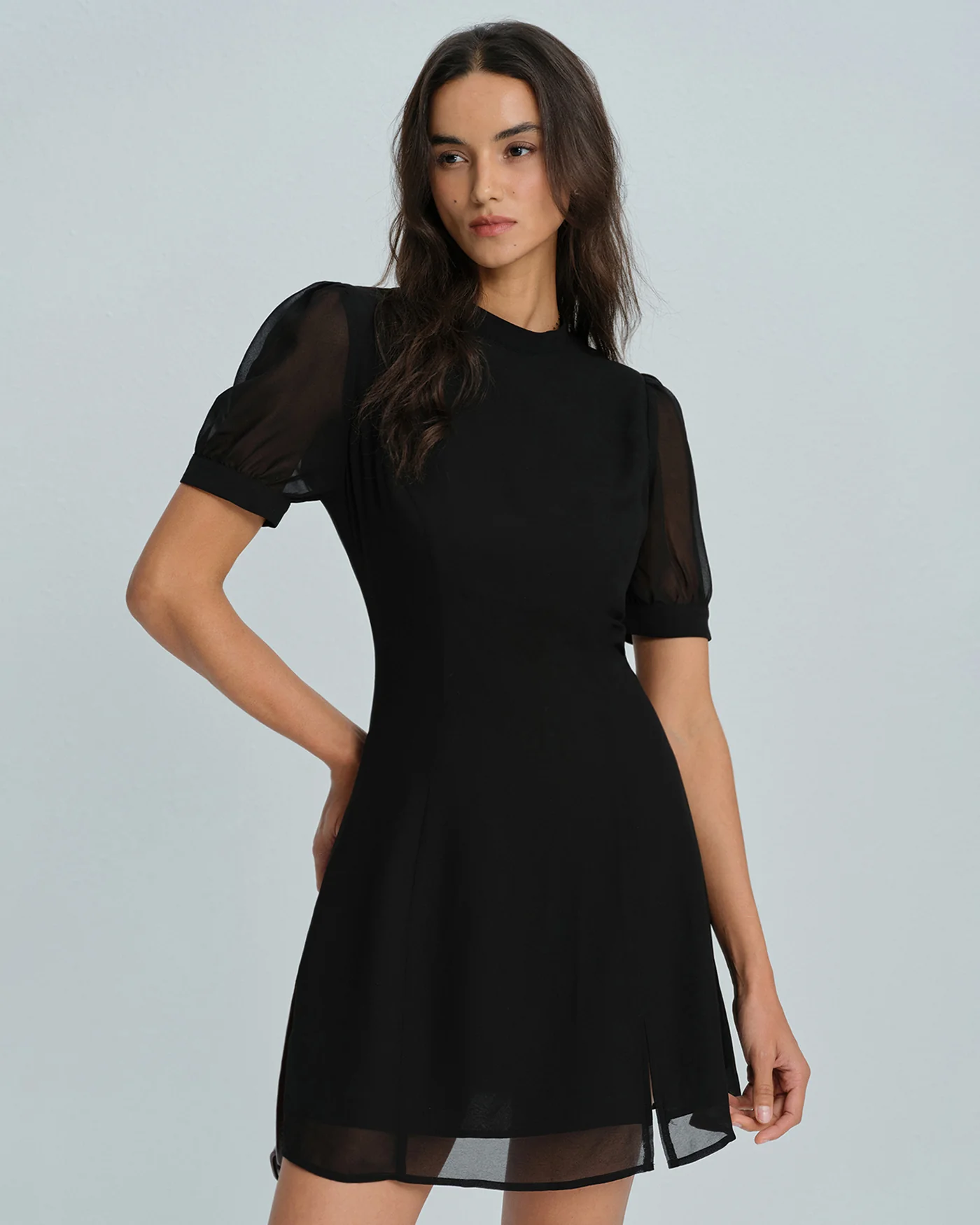 Black Mock Neck Mini Dress - Image 2