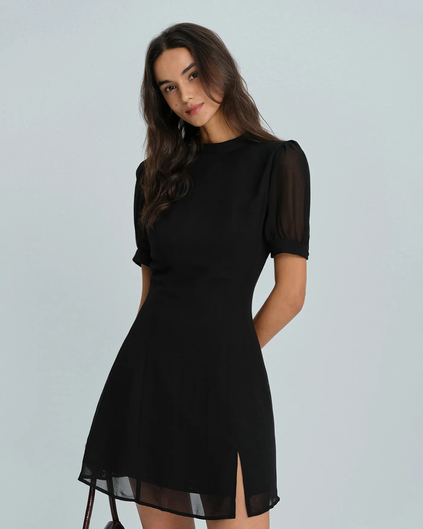 Black Mock Neck Mini Dress - Image 4