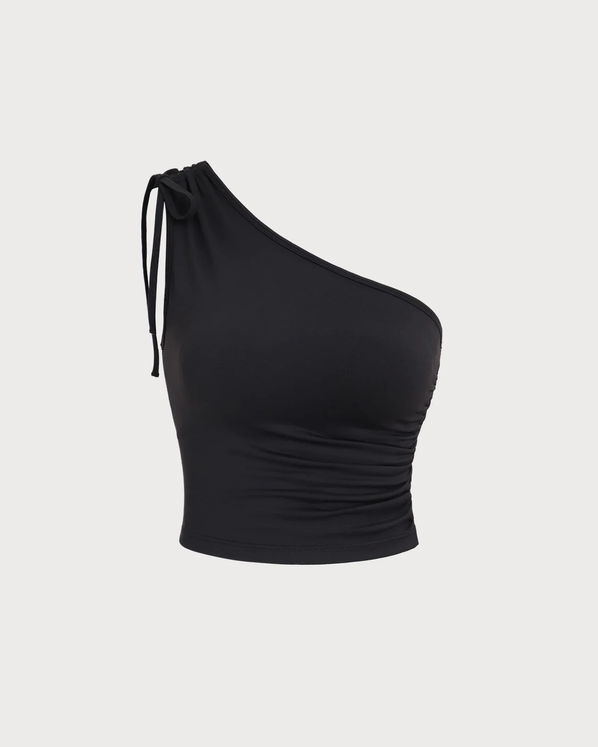 Black One Shoulder Yoga Tank Top - Image 4