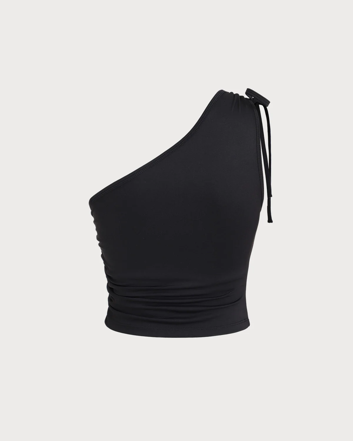 Black One Shoulder Yoga Tank Top - Image 5