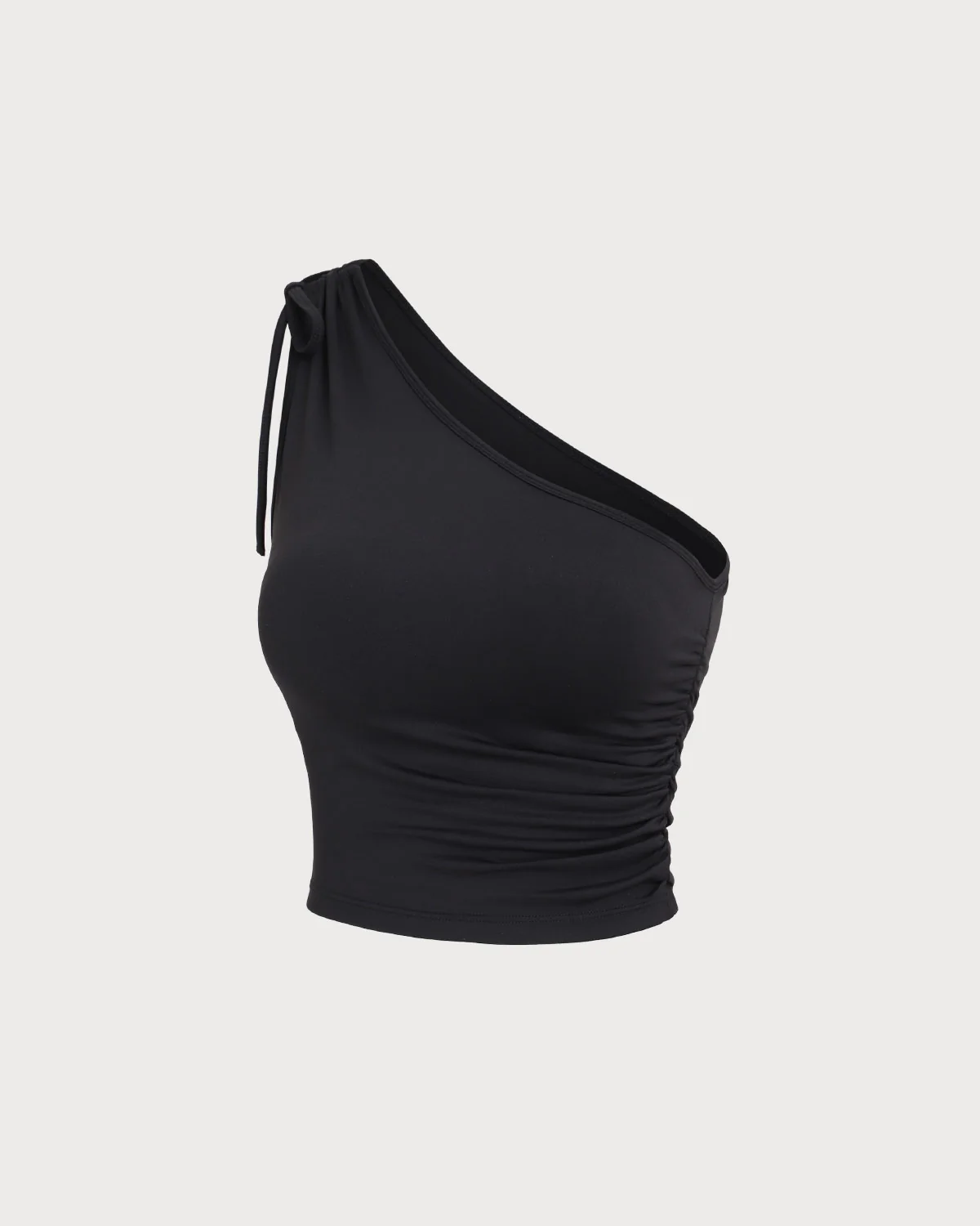 Black One Shoulder Yoga Tank Top - Image 6