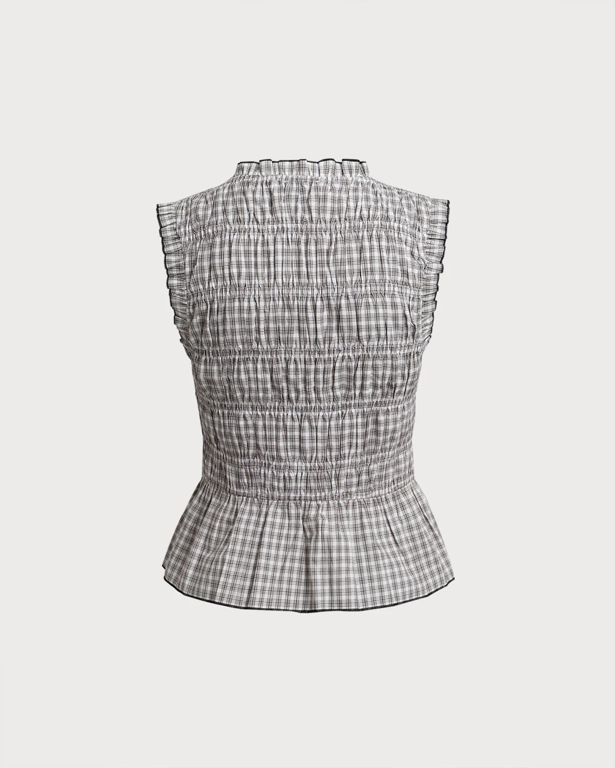 Black Plaid Bowknot Tank Top - Image 7