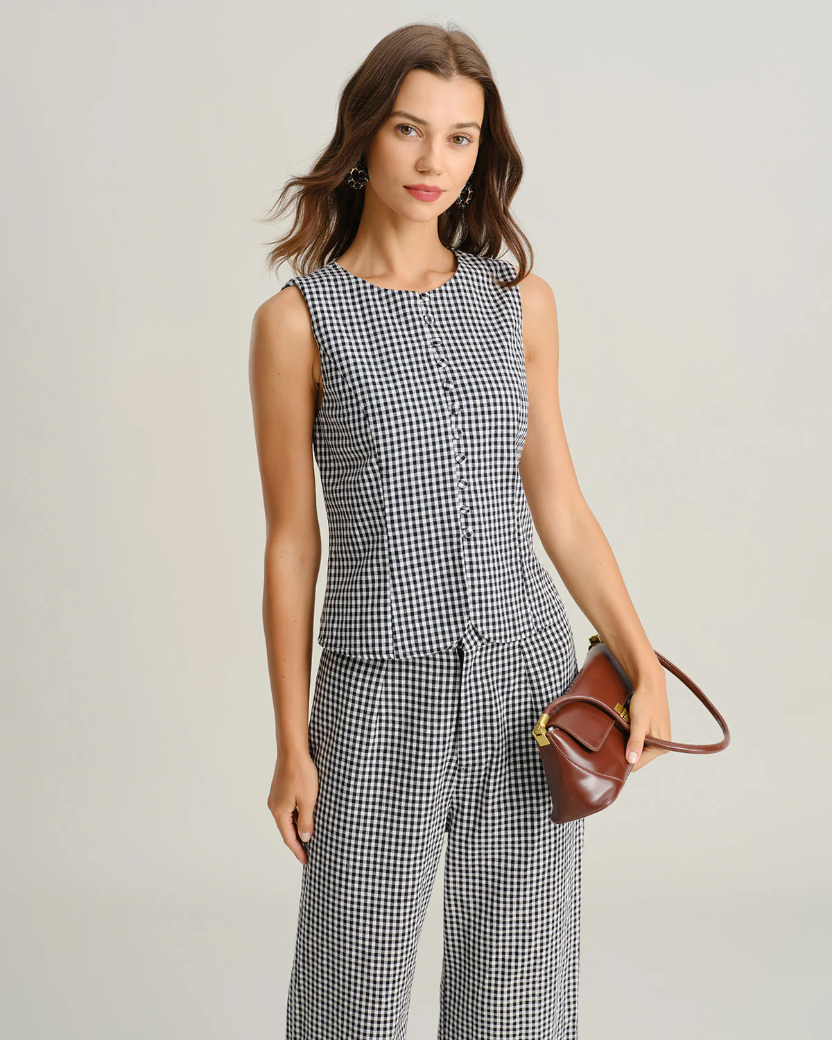 Black Plaid Button Vest - Image 3