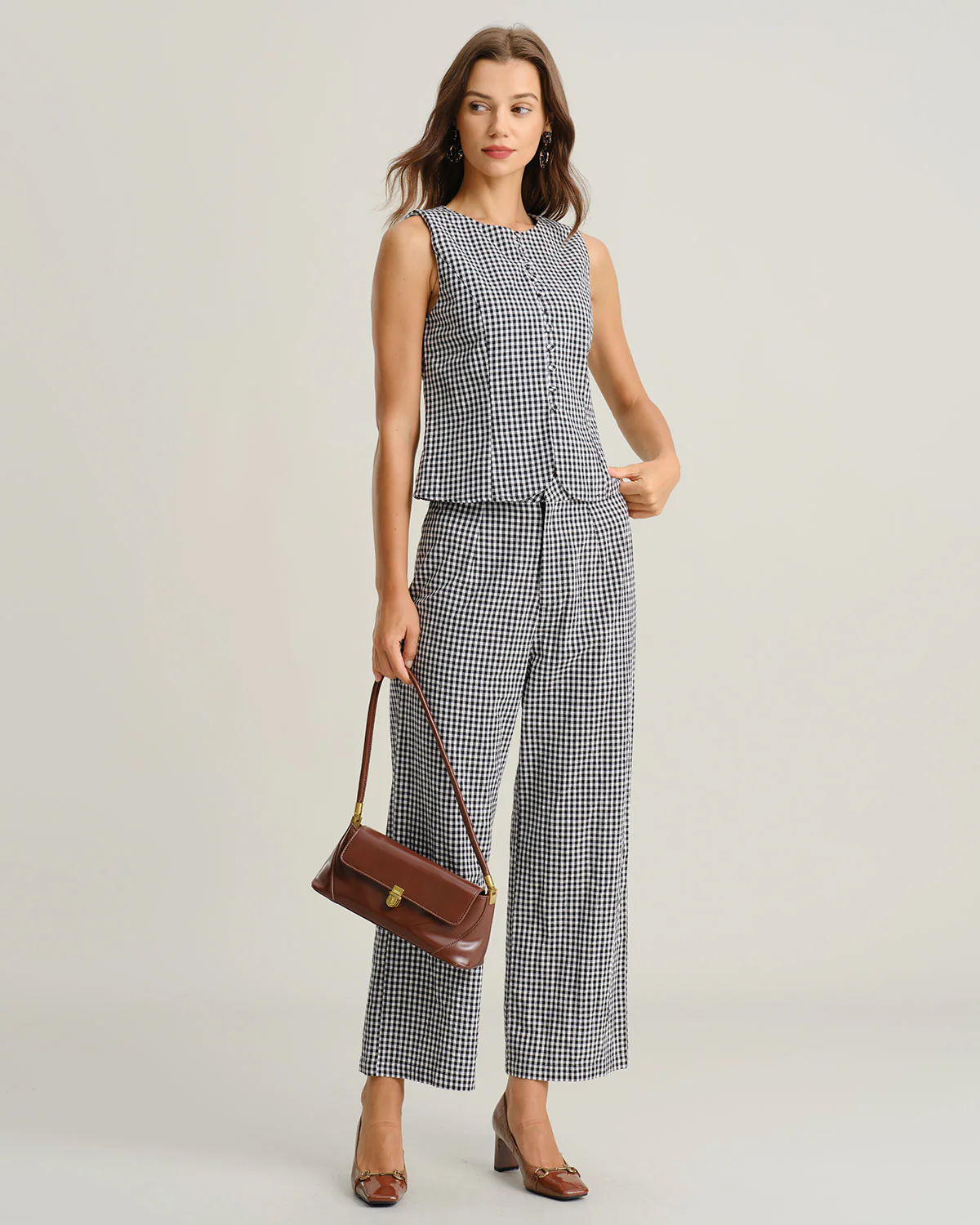Black Plaid Button Vest - Image 4