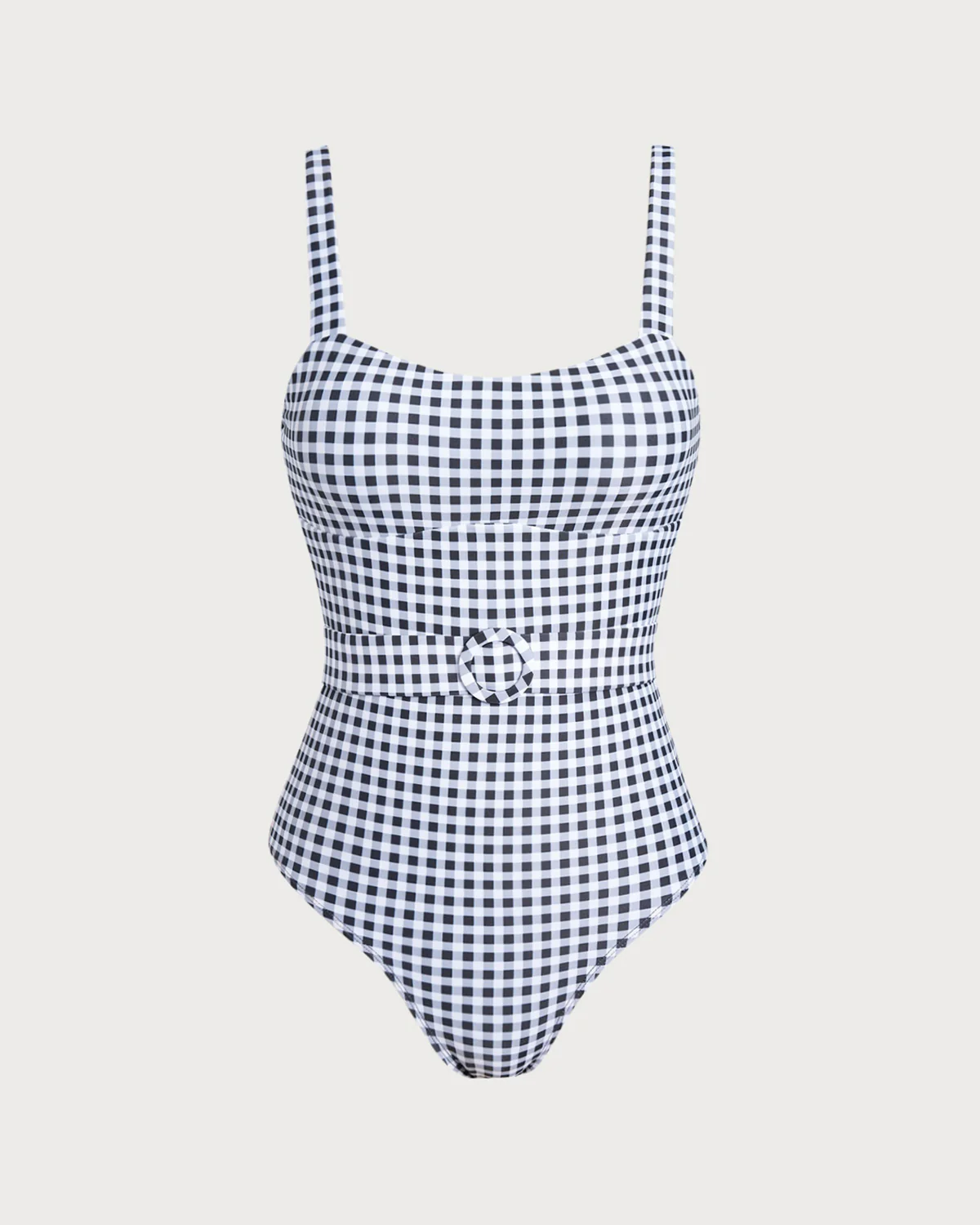 Black Plaid One Piece Swimwear - Image 2