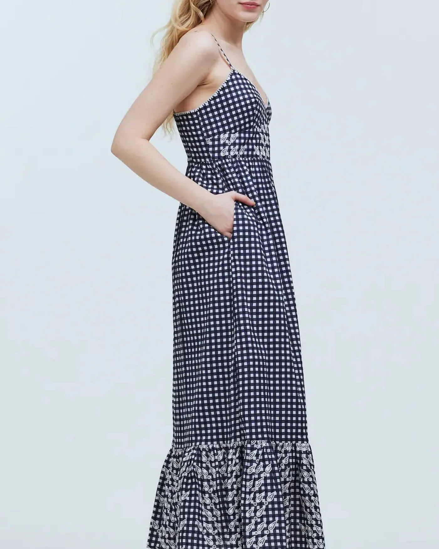 Black Plaid Slip Midi Dress - Image 3