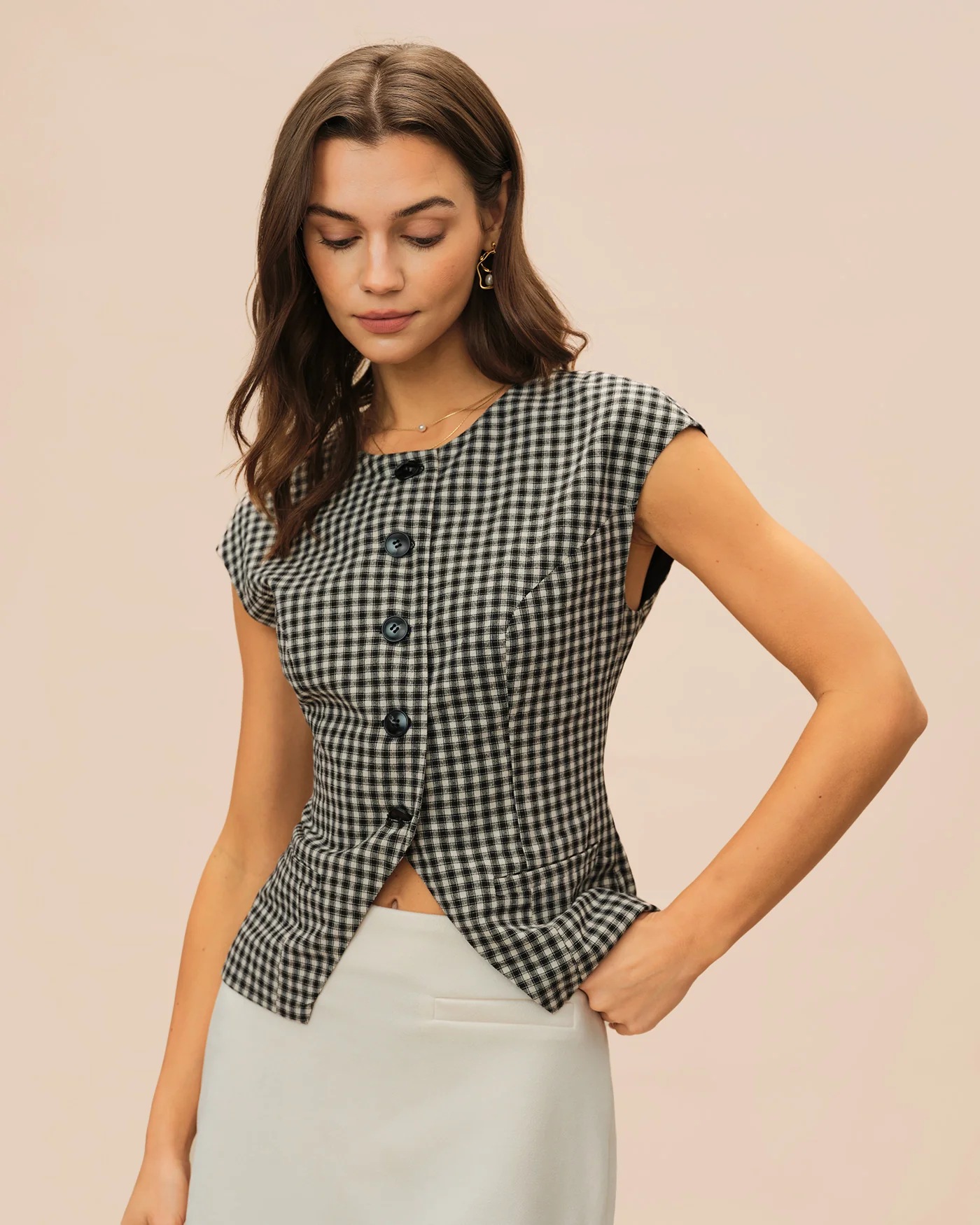 Black Plaid Viscose Tee - Image 5