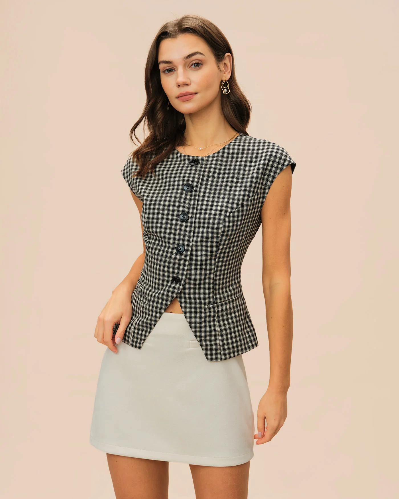Black Plaid Viscose Tee - Image 7