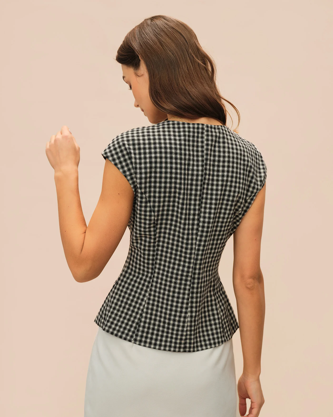 Black Plaid Viscose Tee - Image 8