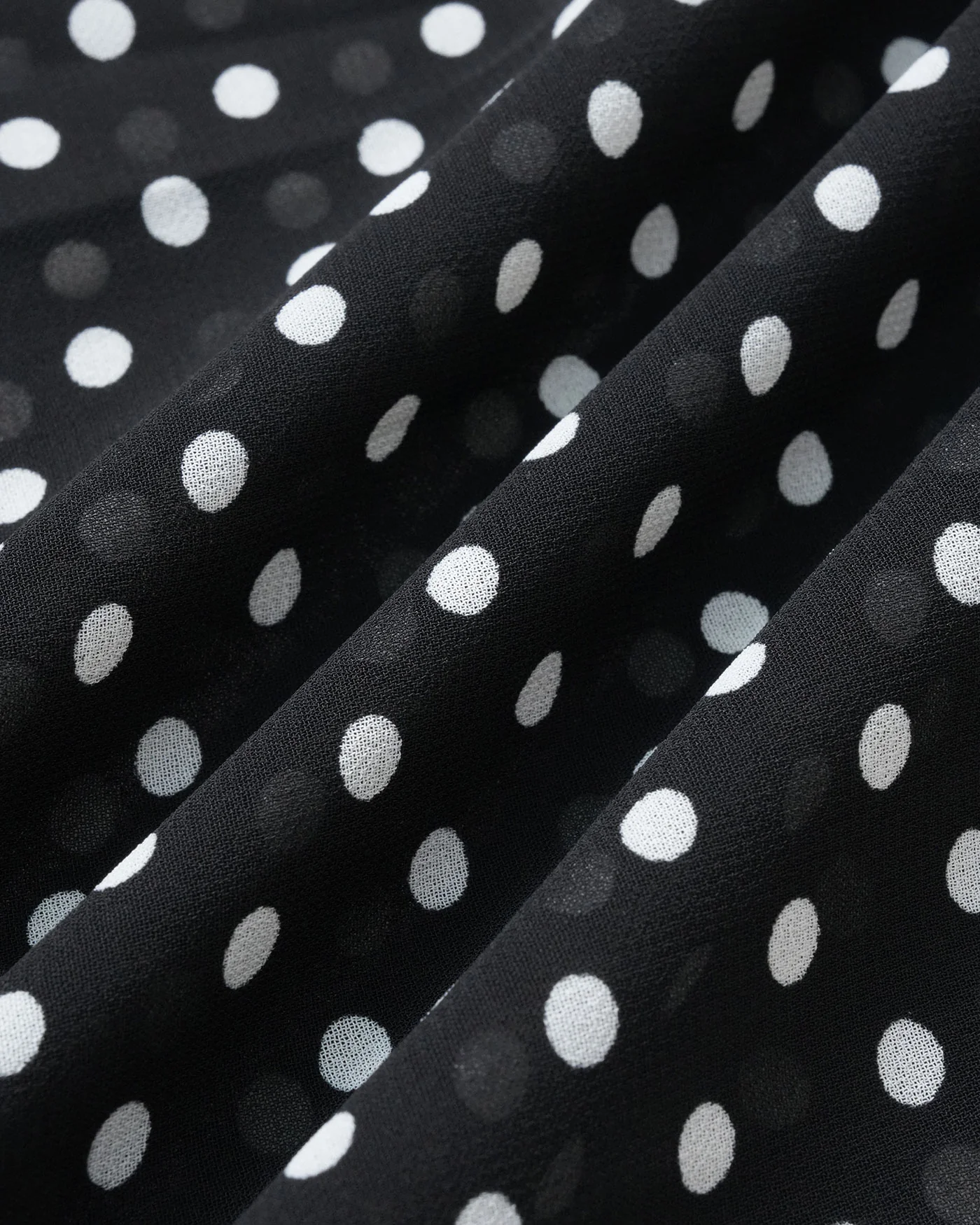 Black Polka Dot Chiffon Midi Dress - Image 8
