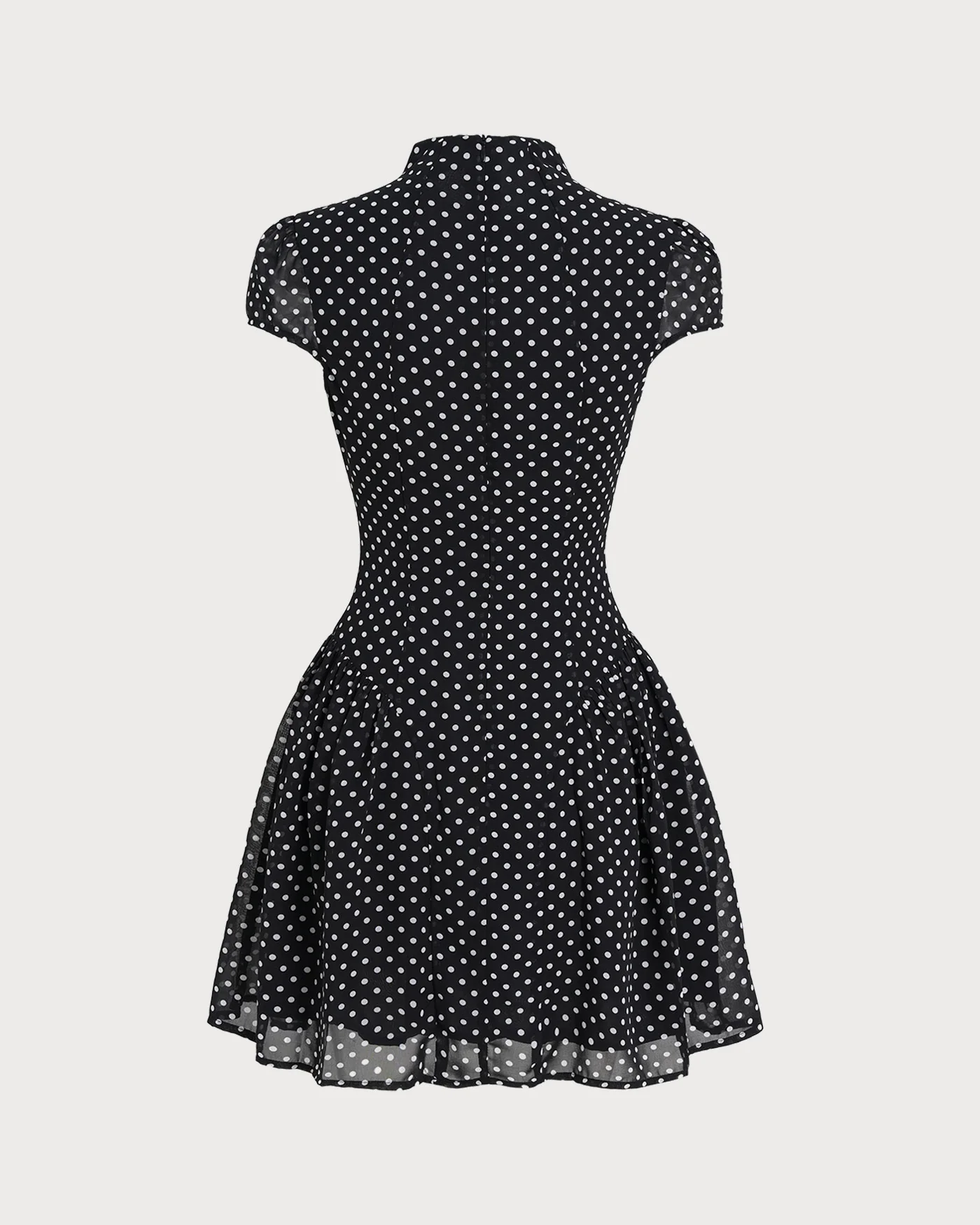 Black Polka Dot Chiffon Mini Dress - Image 7