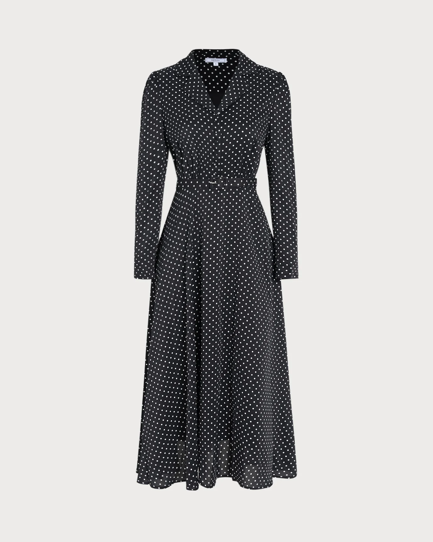 Black Polka Dot Collar Midi Dress - Image 8