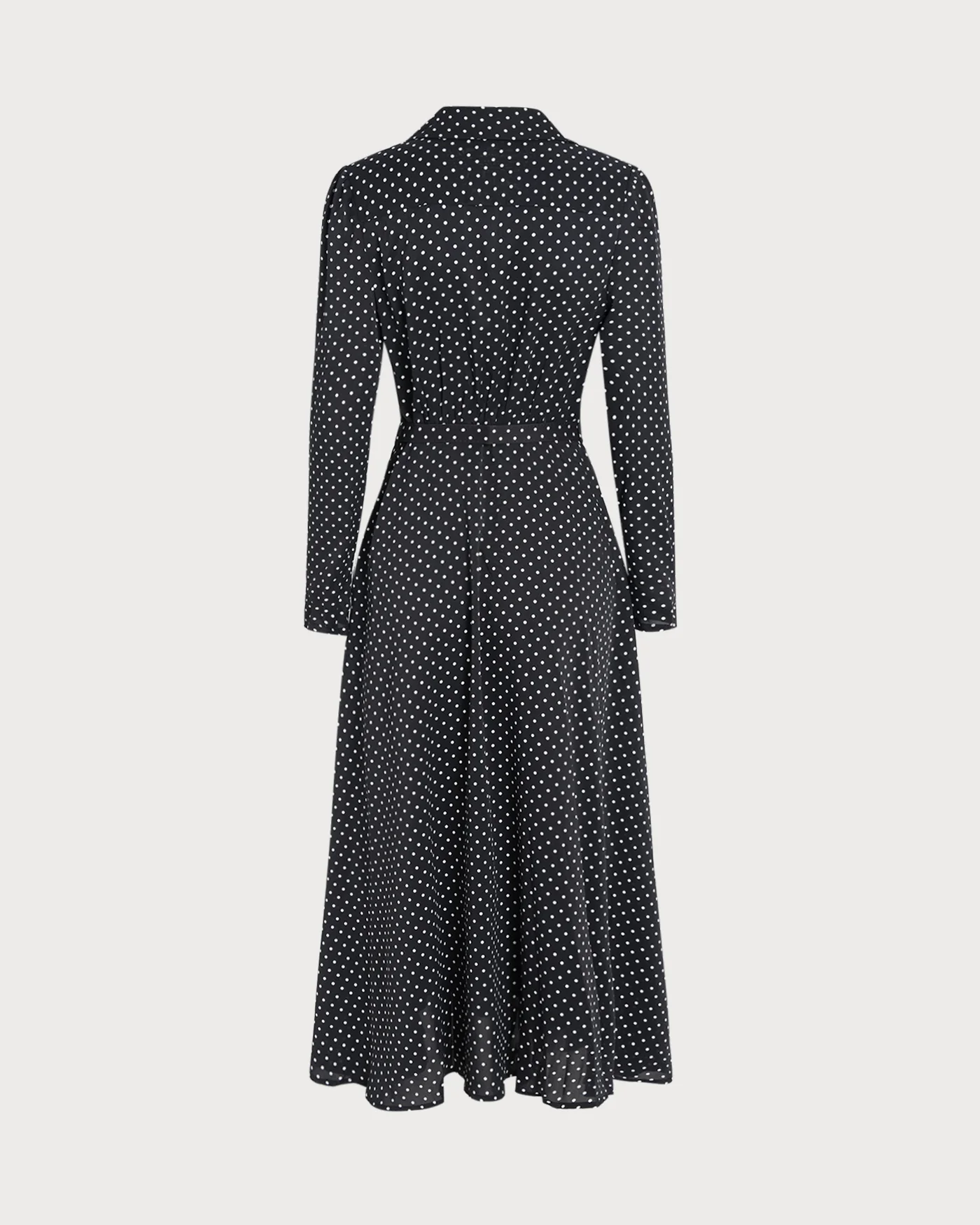 Black Polka Dot Collar Midi Dress - Image 9
