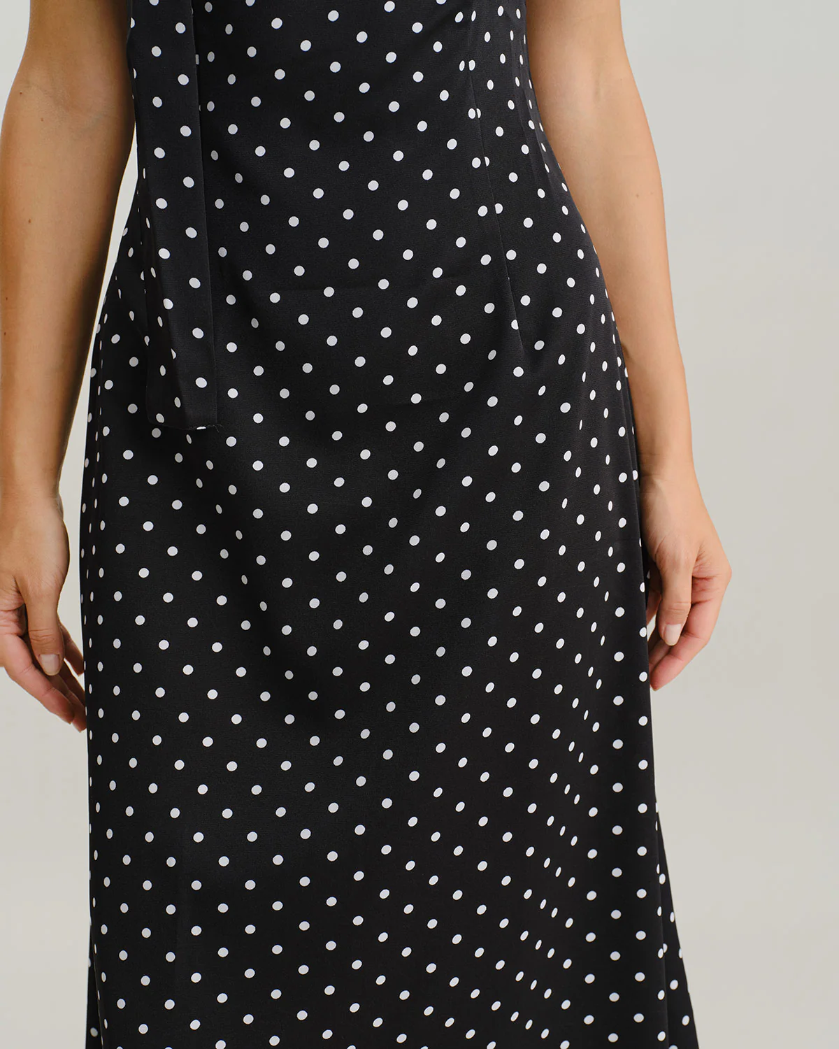 Black Polka Dot Cowl Neck Slip Maxi Dress - Image 7