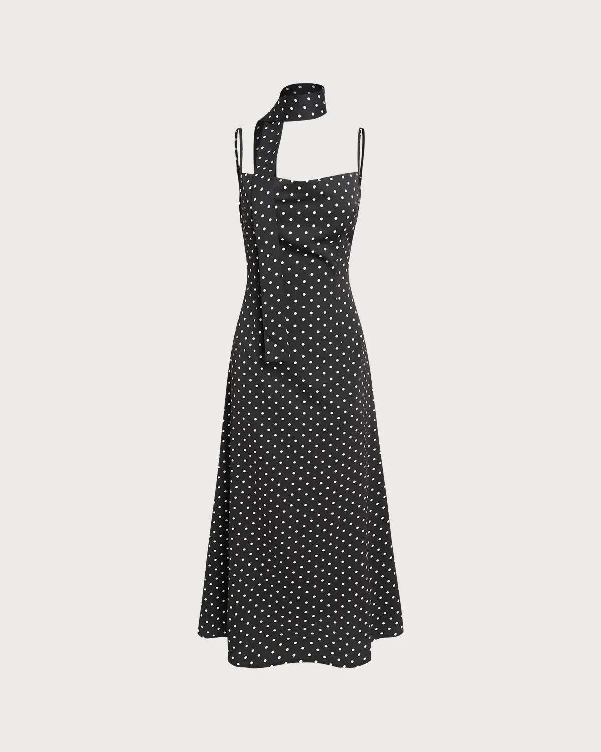 Black Polka Dot Cowl Neck Slip Maxi Dress - Image 8