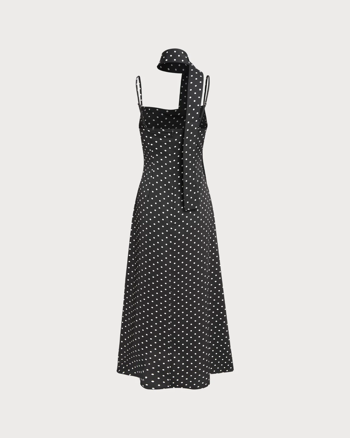 Black Polka Dot Cowl Neck Slip Maxi Dress - Image 9