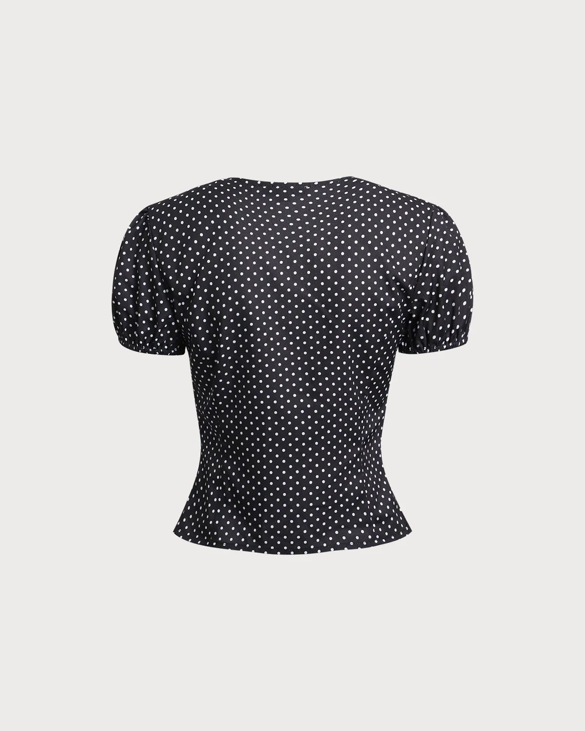 Black Polka Dot Lace Trim Blouse - Image 2