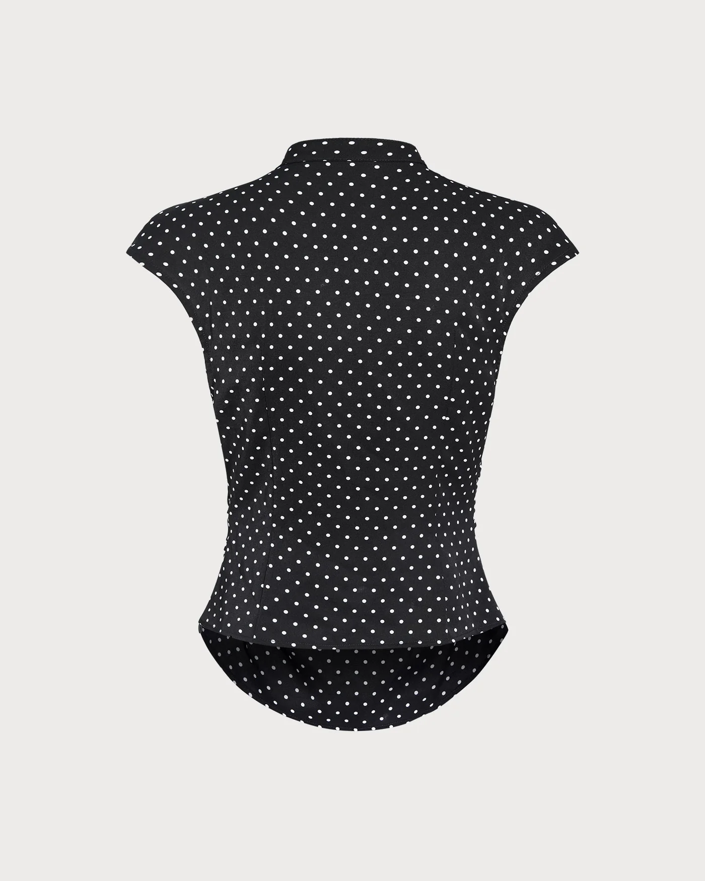 Black Polka Dot Mandarin Collar Tee - Image 6