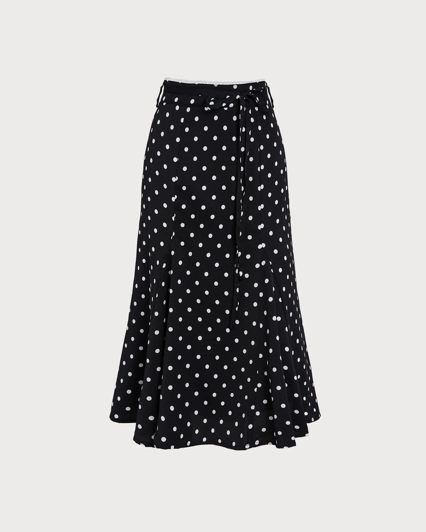 Black Polka Dot Mermaid Midi Skirt - Image 7