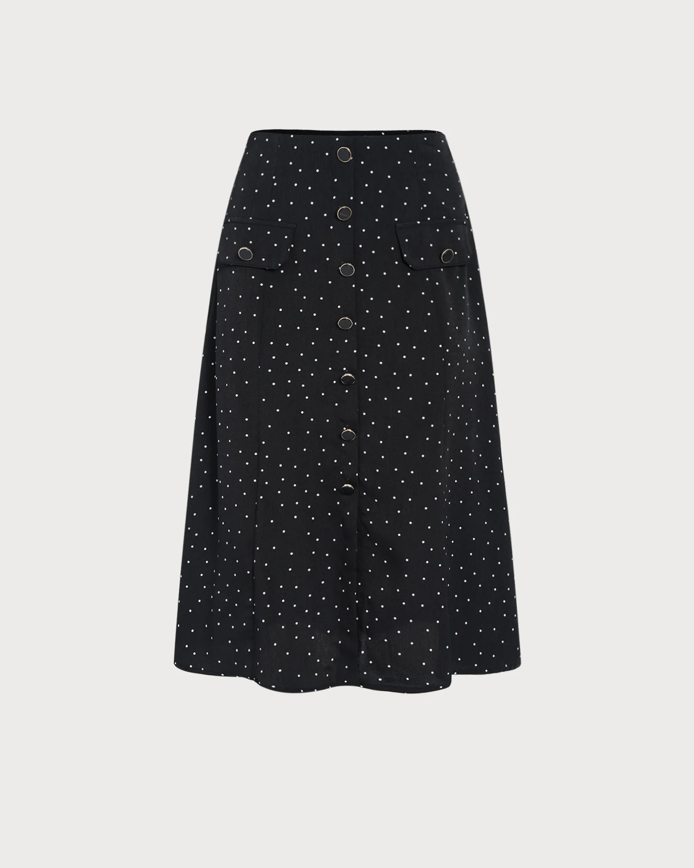 Black Polka Dot Midi Skirt - Image 10