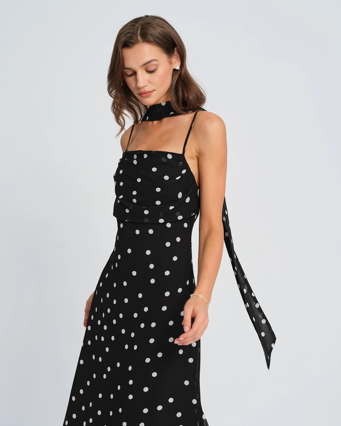 Black Polka Dot Slip Maxi Dress - Image 2