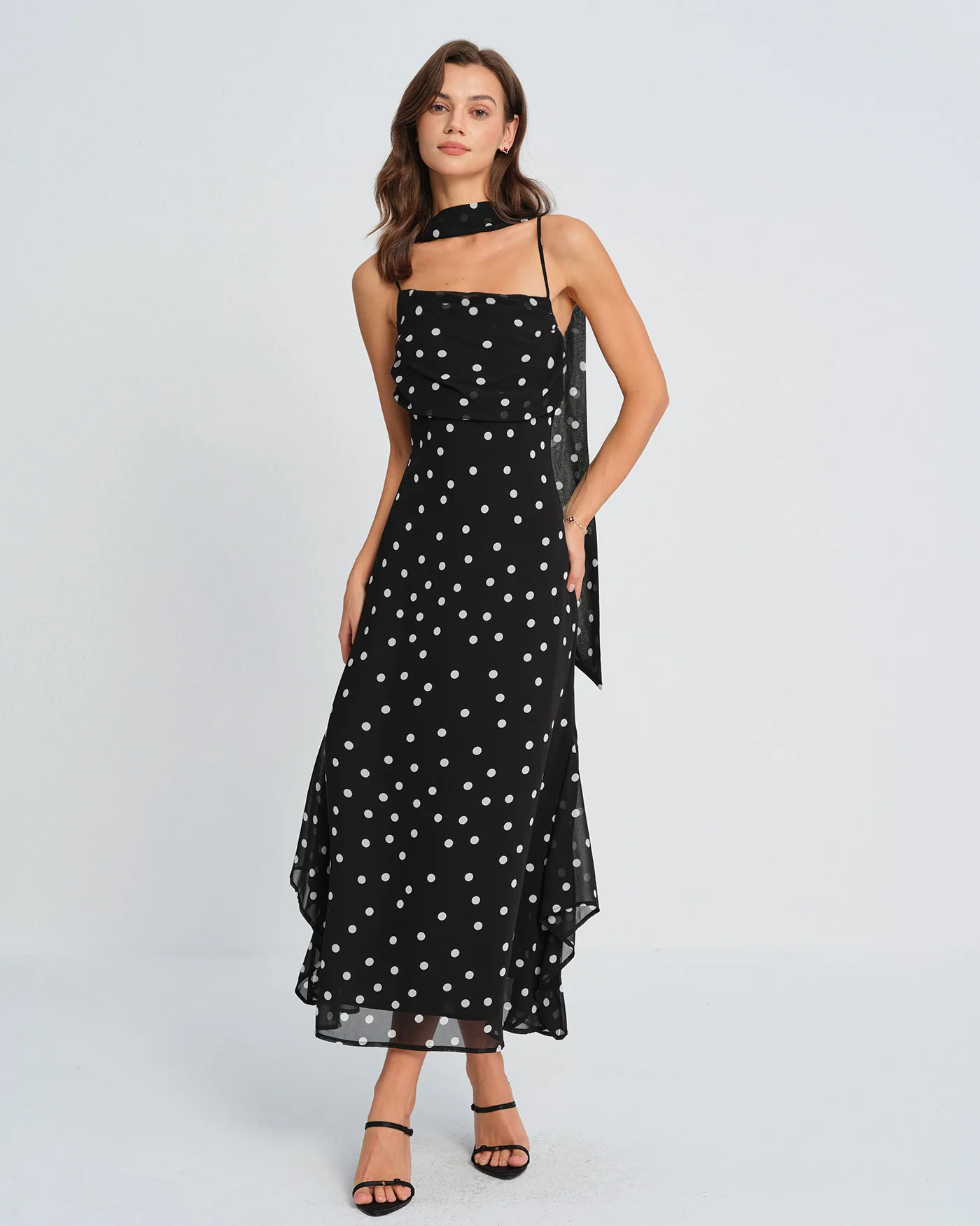 Black Polka Dot Slip Maxi Dress - Image 3