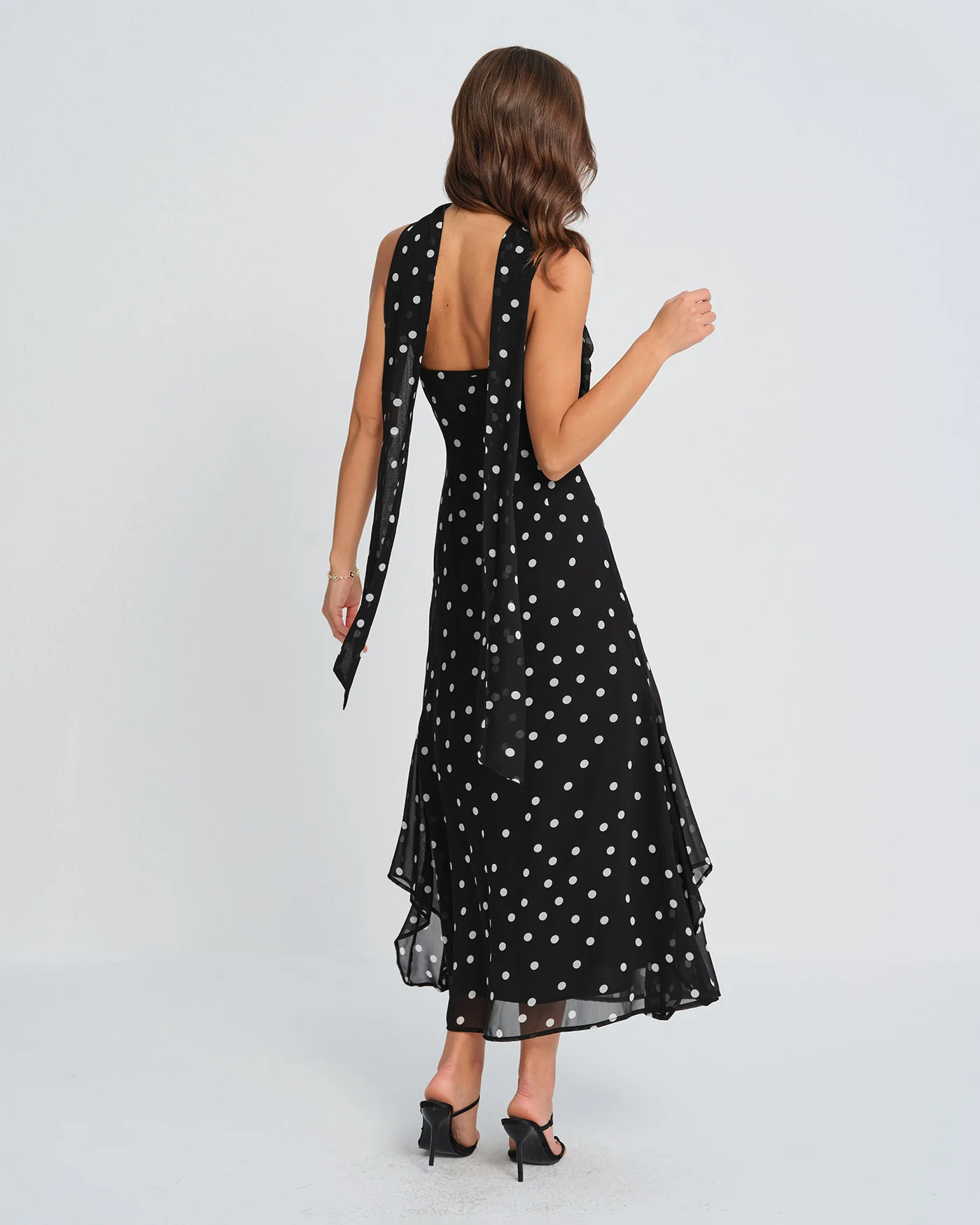 Black Polka Dot Slip Maxi Dress - Image 6