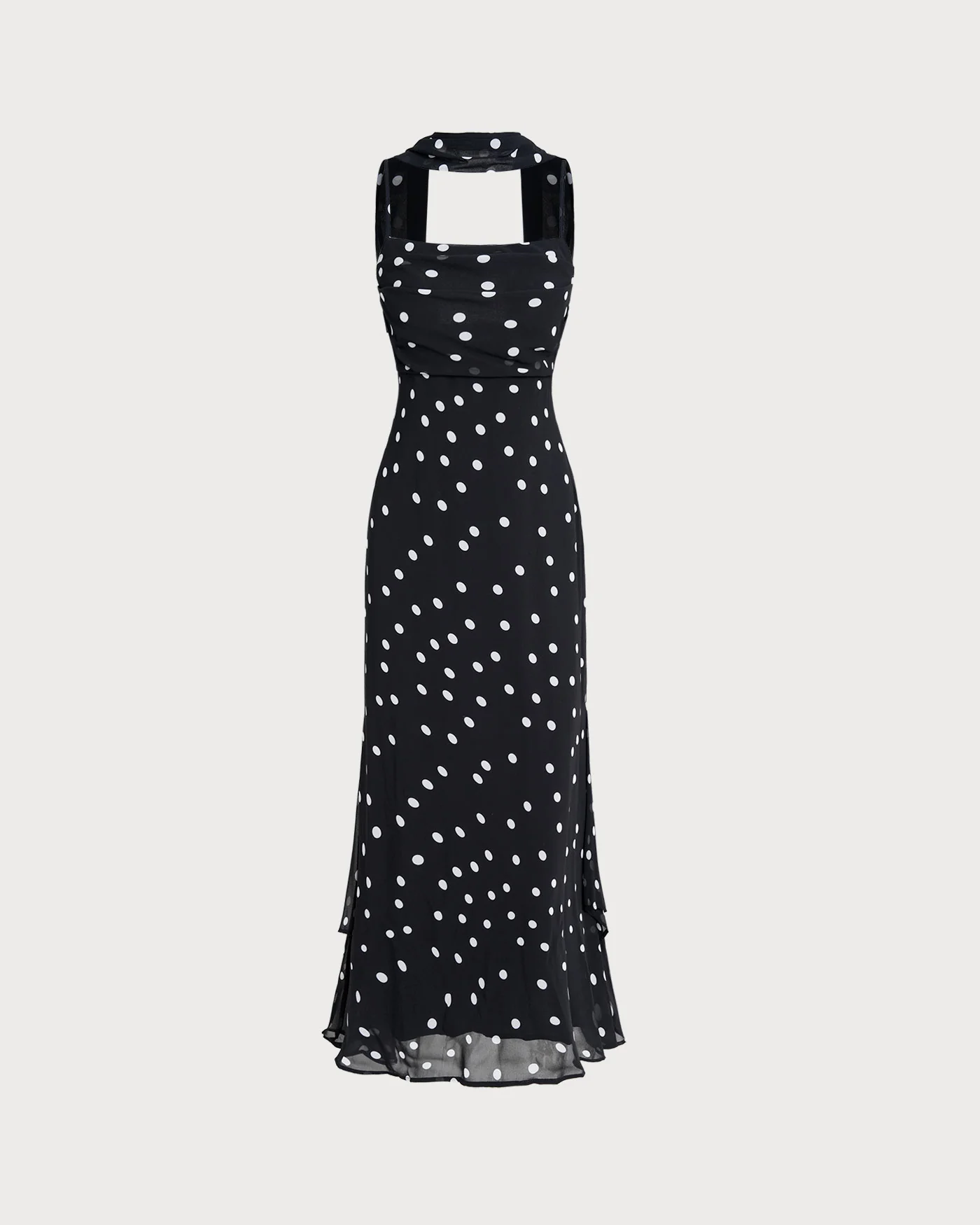 Black Polka Dot Slip Maxi Dress - Image 7