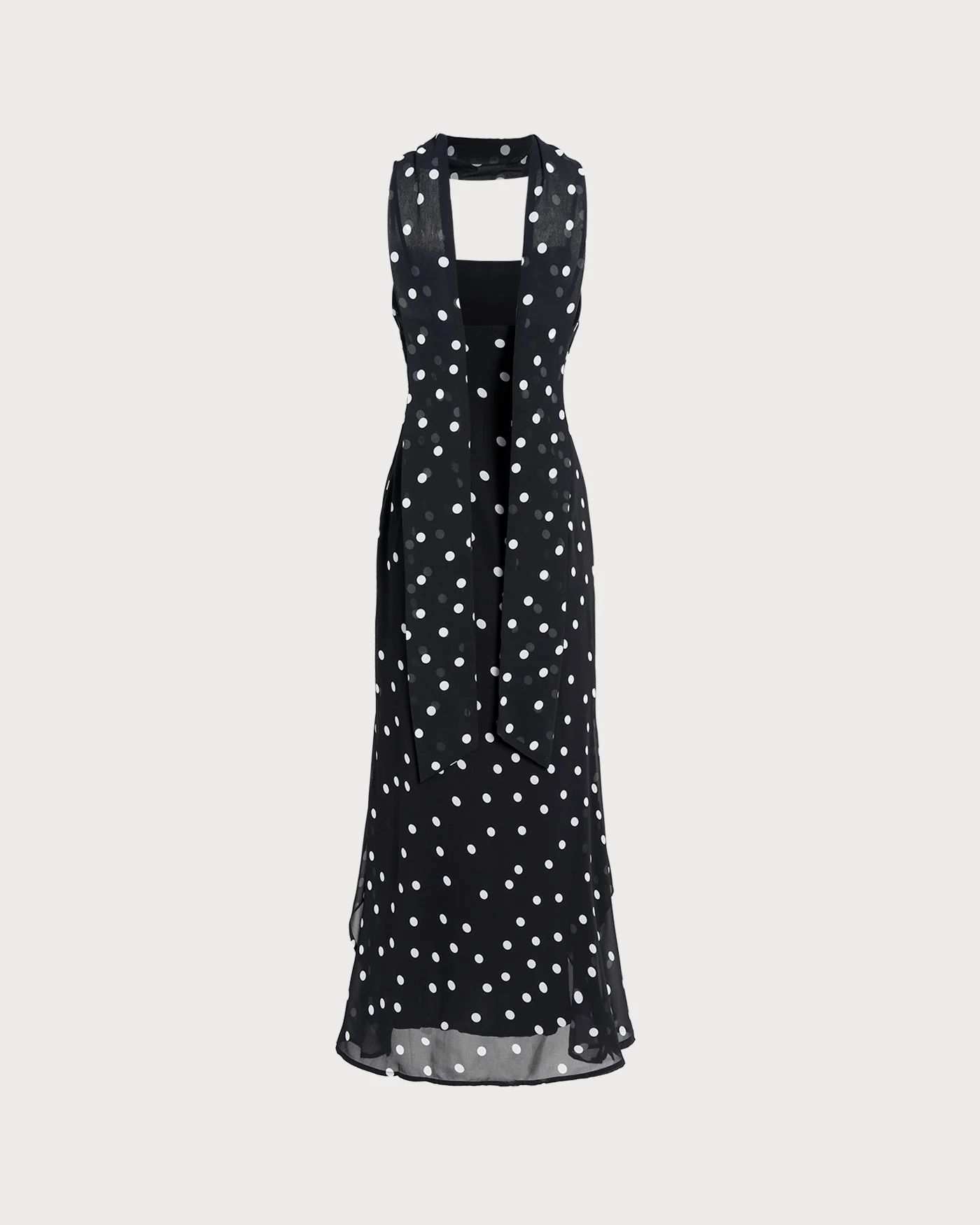 Black Polka Dot Slip Maxi Dress - Image 8